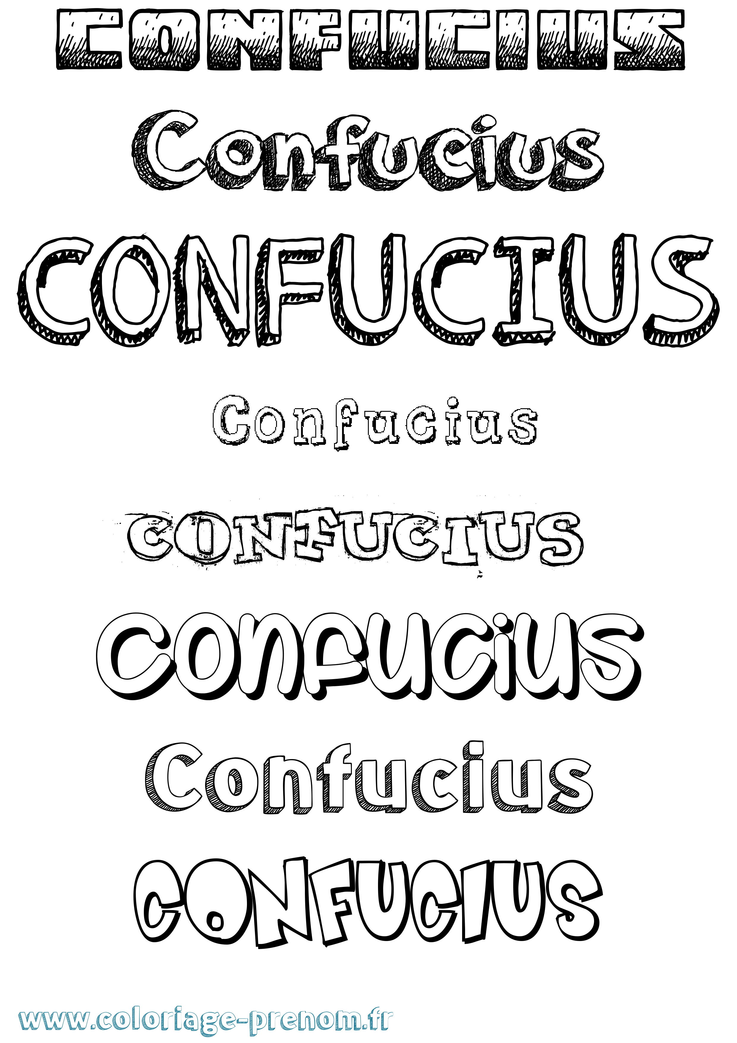 Coloriage Confucius Dessiné Coloriage prénom Confucius Dessiné