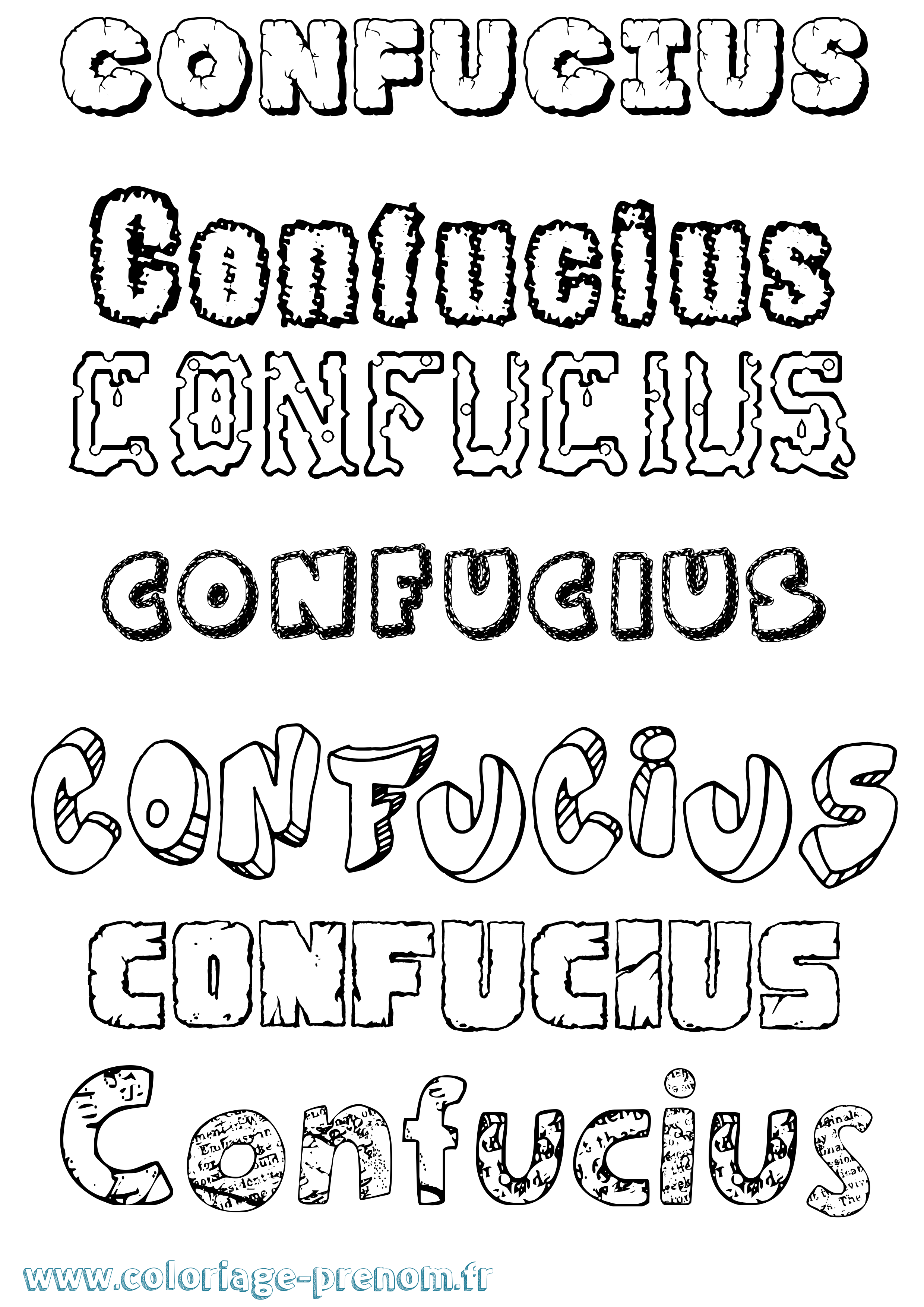 Coloriage Confucius Destructuré Coloriage prénom Confucius Destructuré