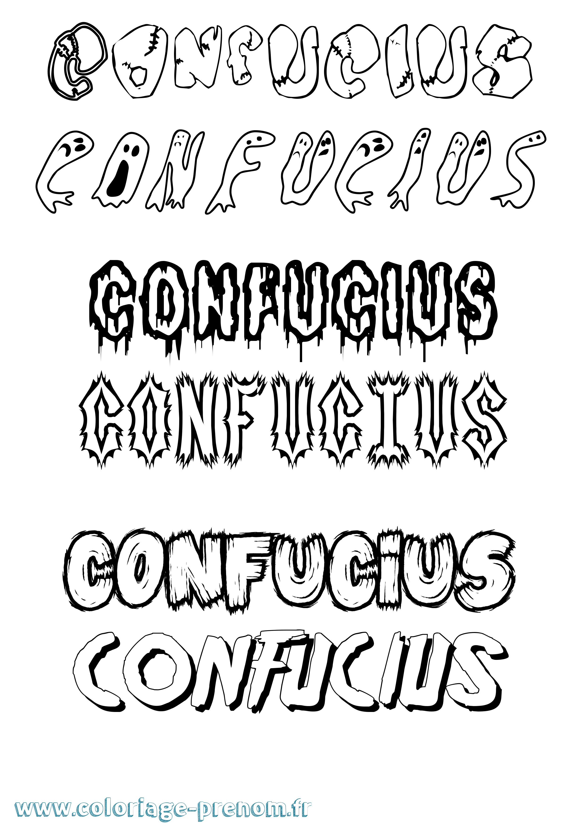 Coloriage Confucius Frisson Coloriage prénom Confucius Frisson