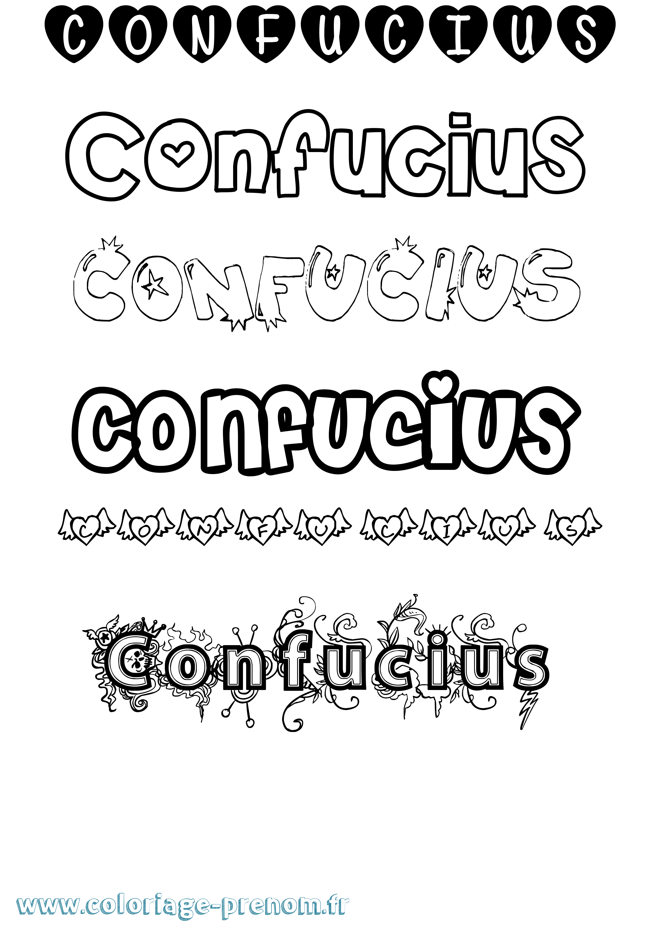 Coloriage Confucius Girly Coloriage prénom Confucius Girly