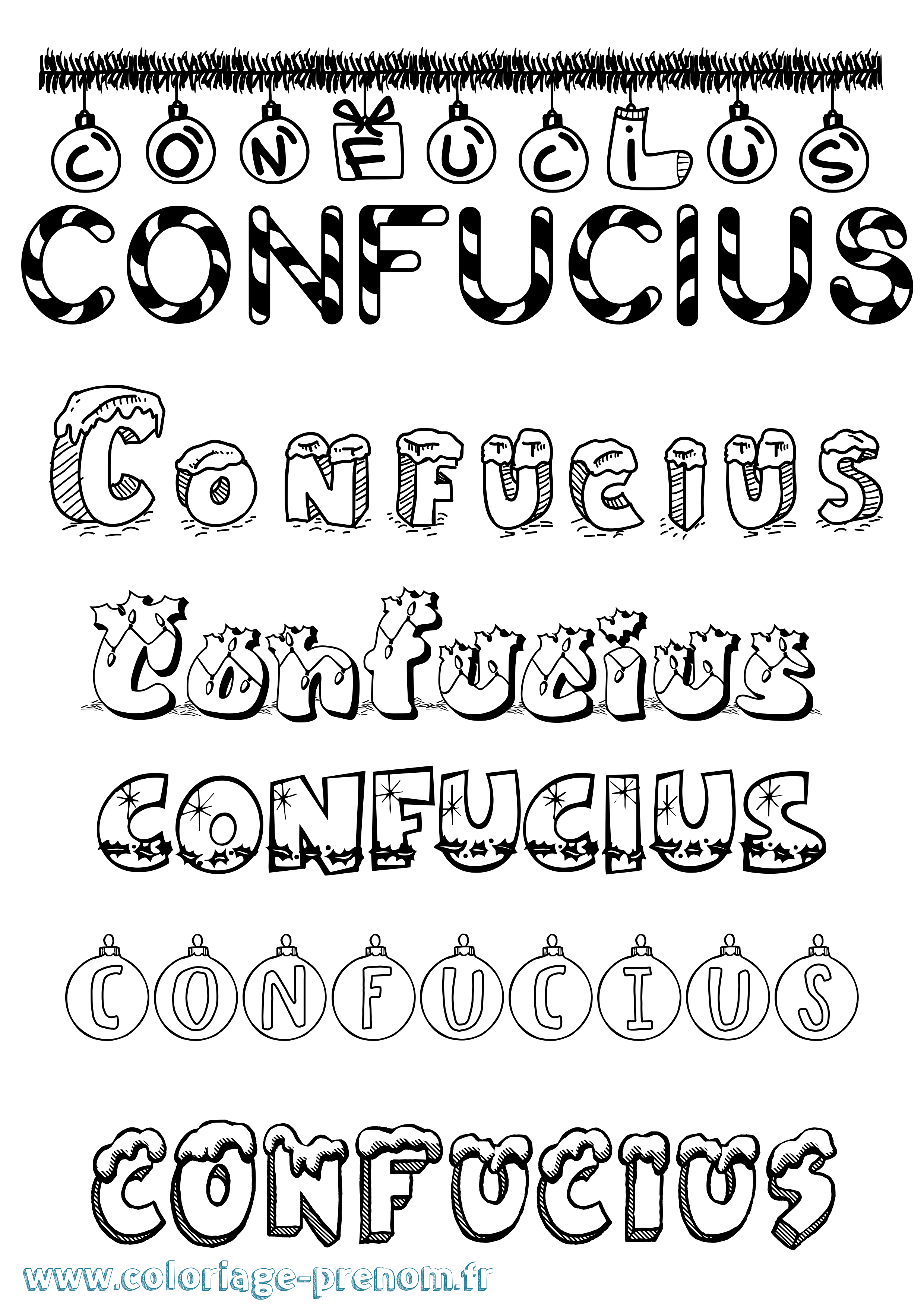 Coloriage Confucius Noël Coloriage prénom Confucius Noël