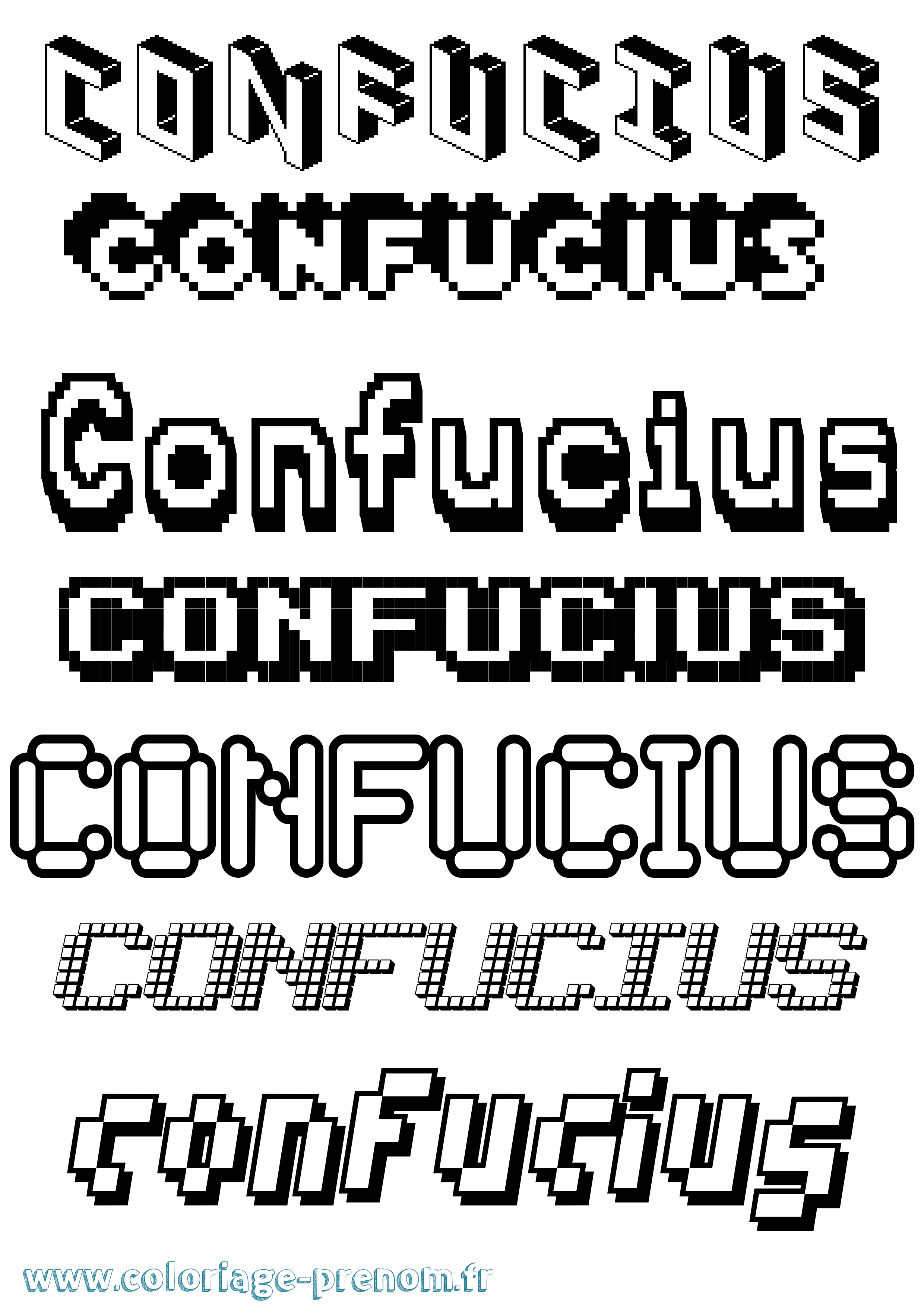Coloriage Confucius Pixel Coloriage prénom Confucius Pixel