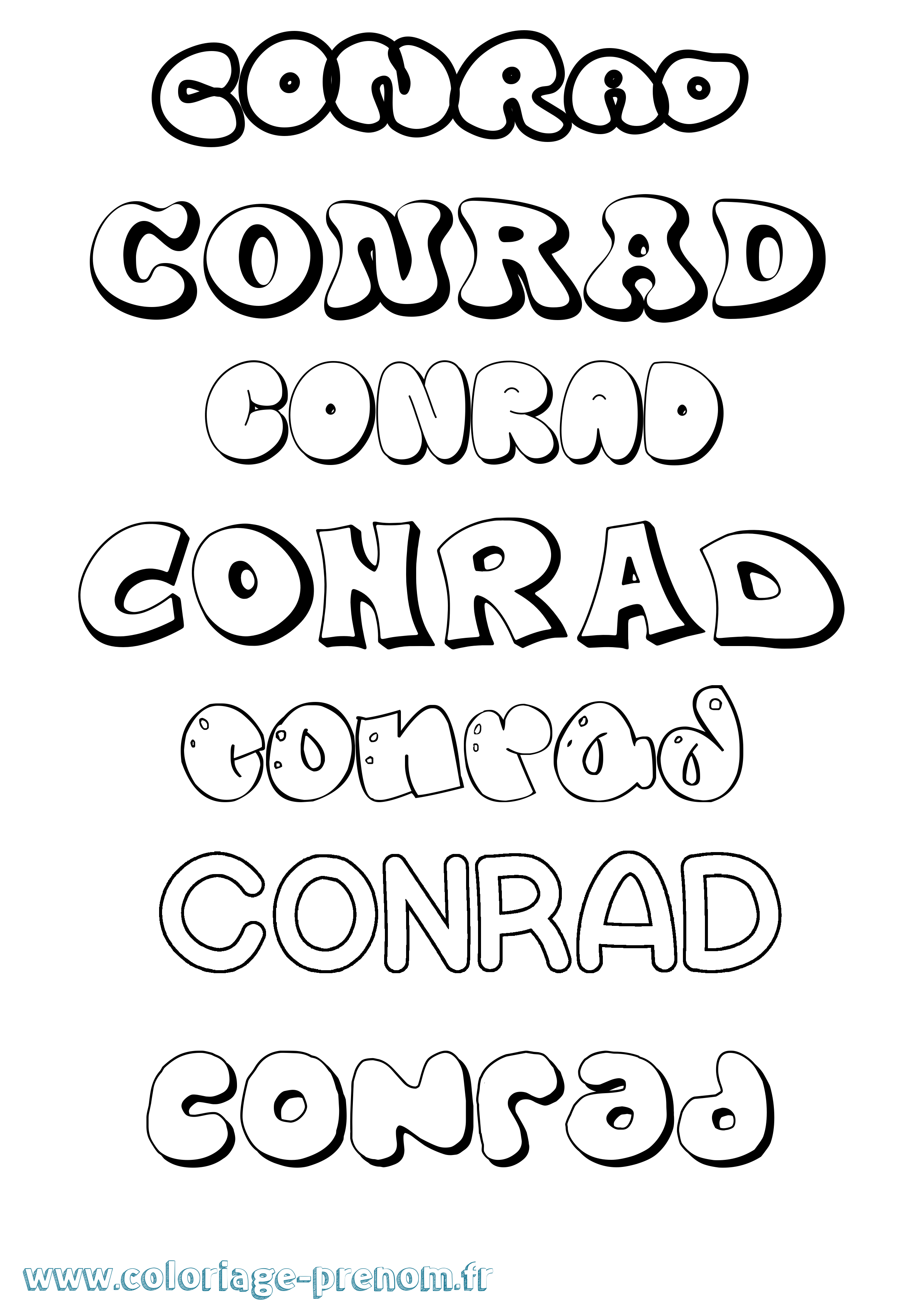 Coloriage prénom Conrad Bubble