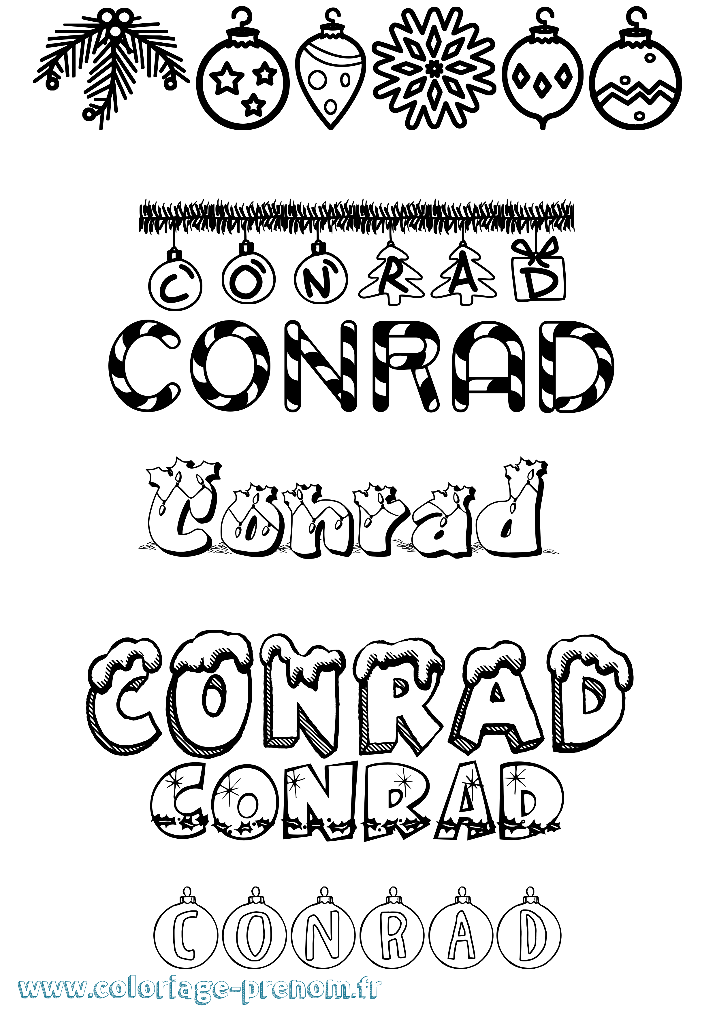 Coloriage prénom Conrad Noël
