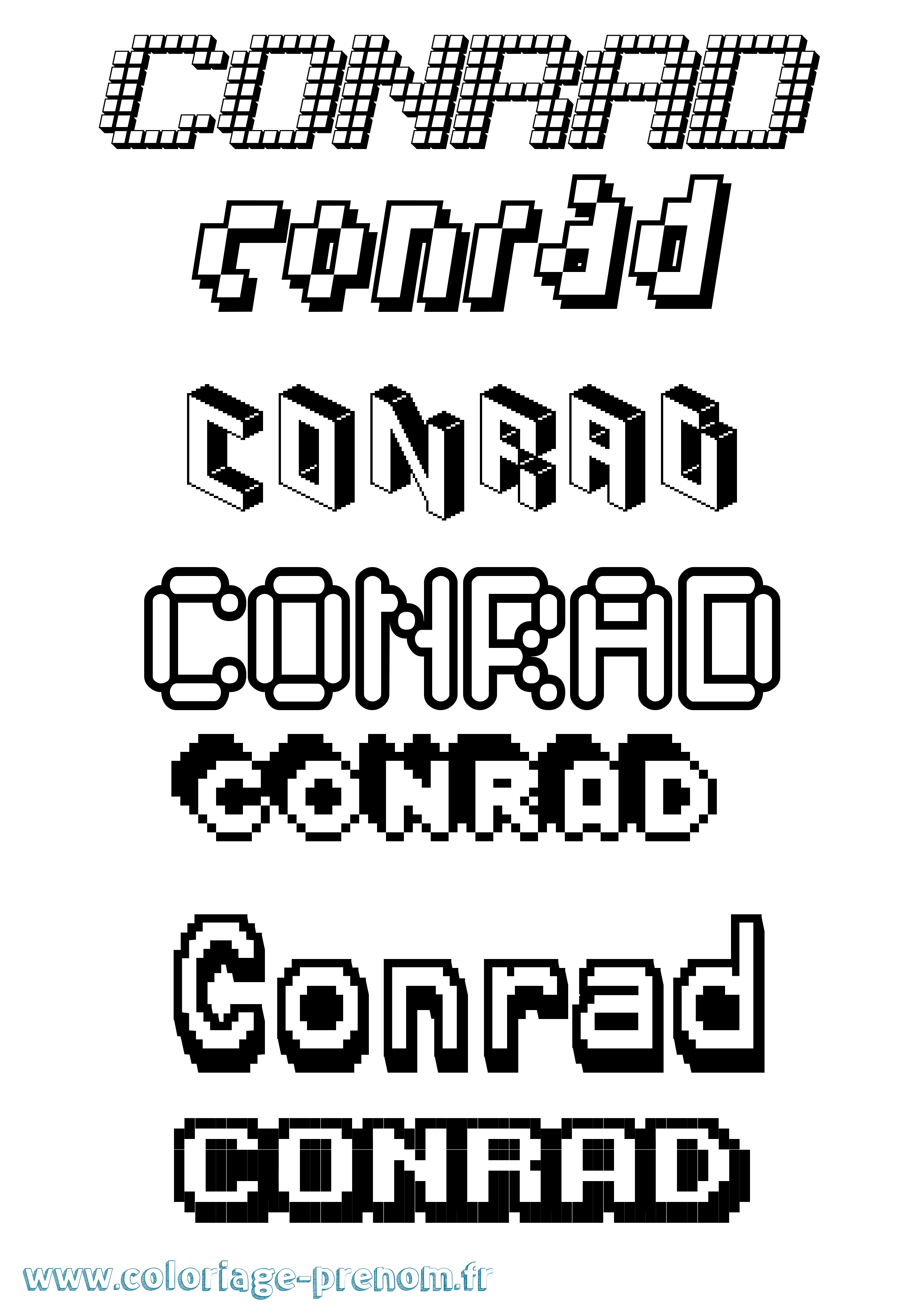 Coloriage prénom Conrad Pixel