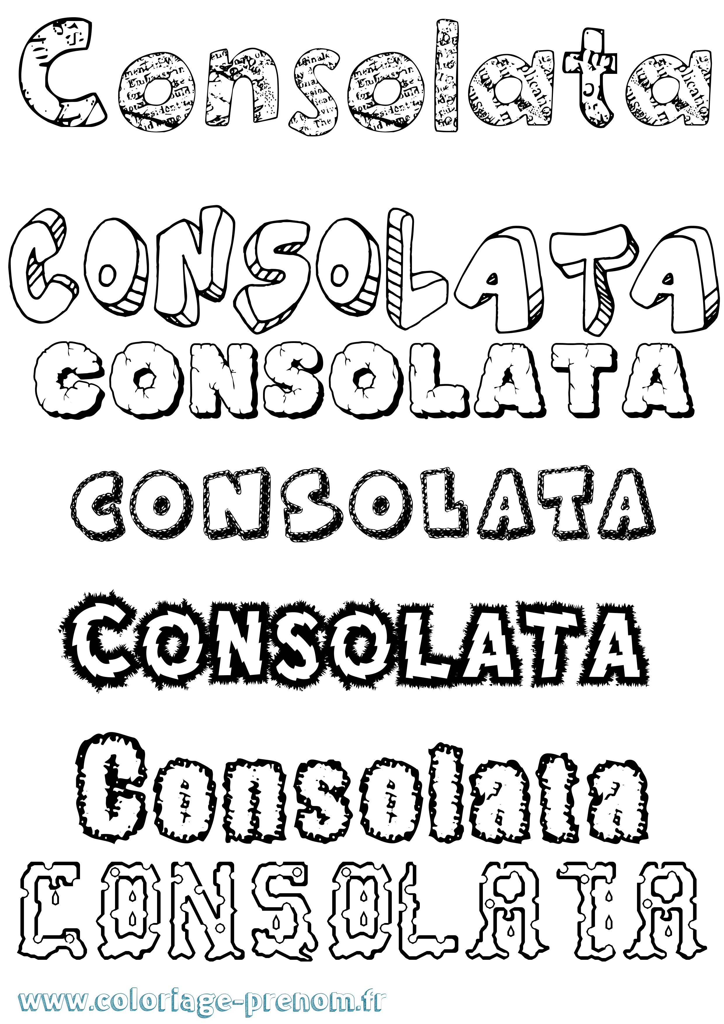 Coloriage prénom Consolata Destructuré