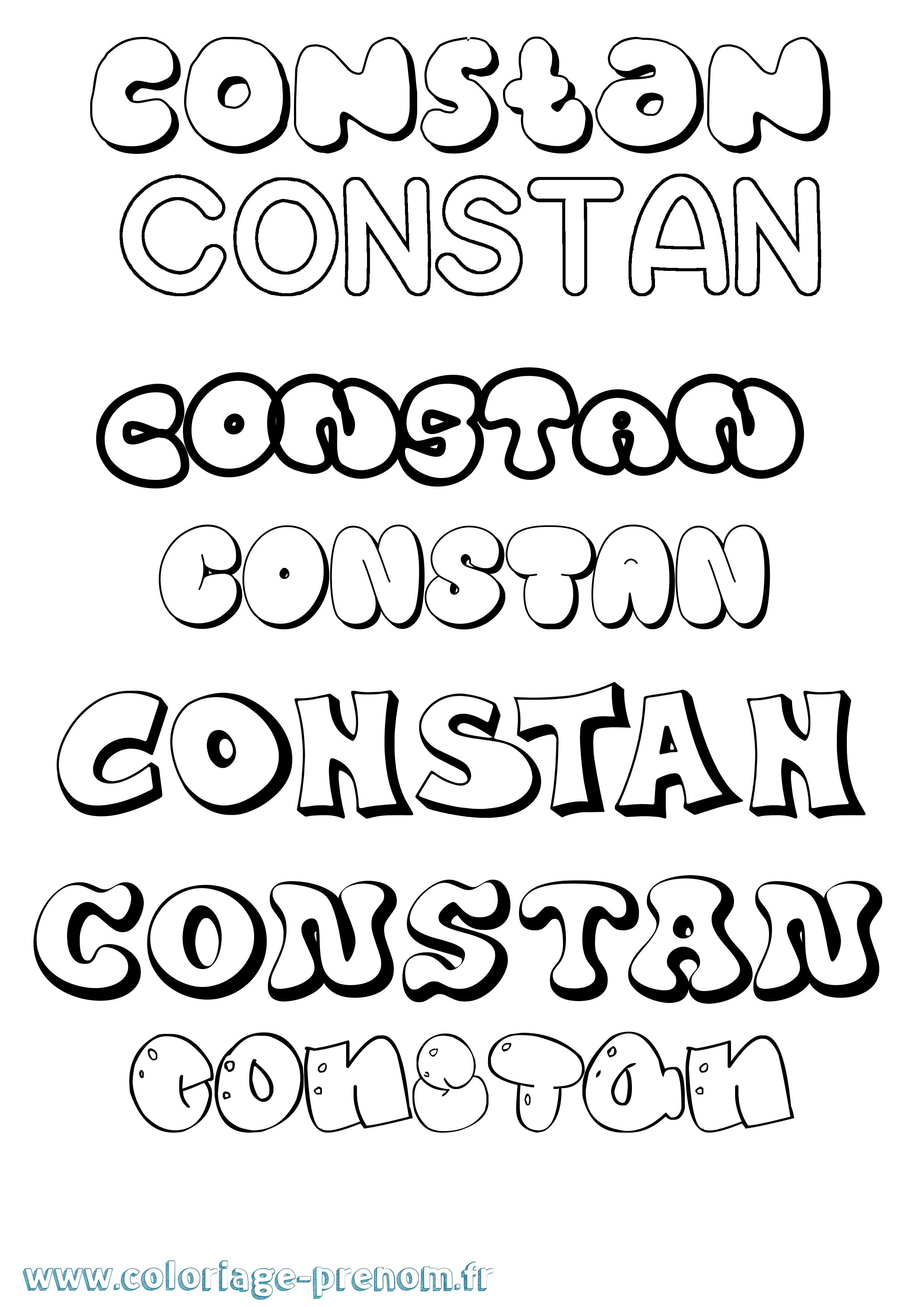 Coloriage prénom Constan Bubble