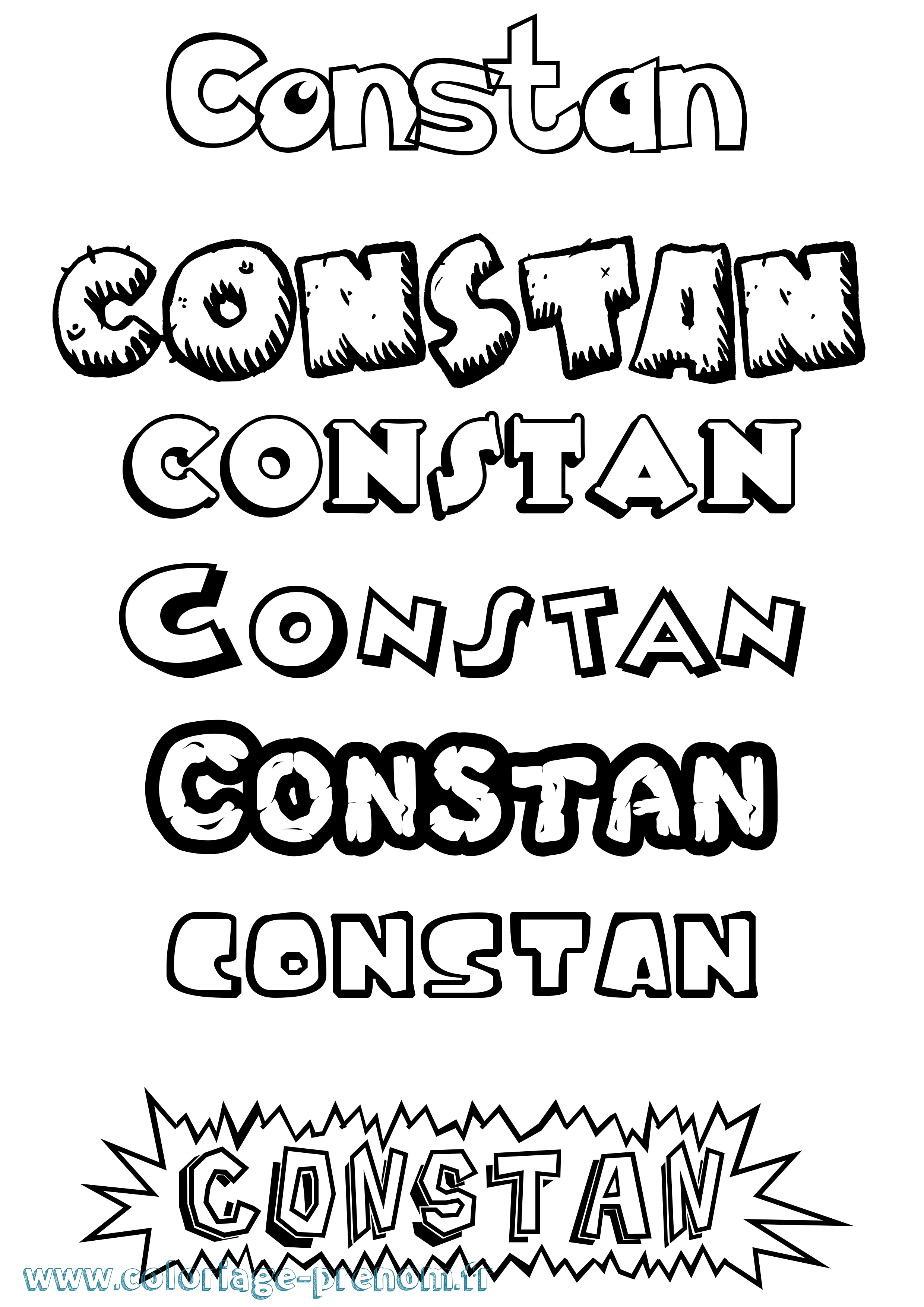 Coloriage Constan Dessin Animé Coloriage prénom Constan Dessin Animé