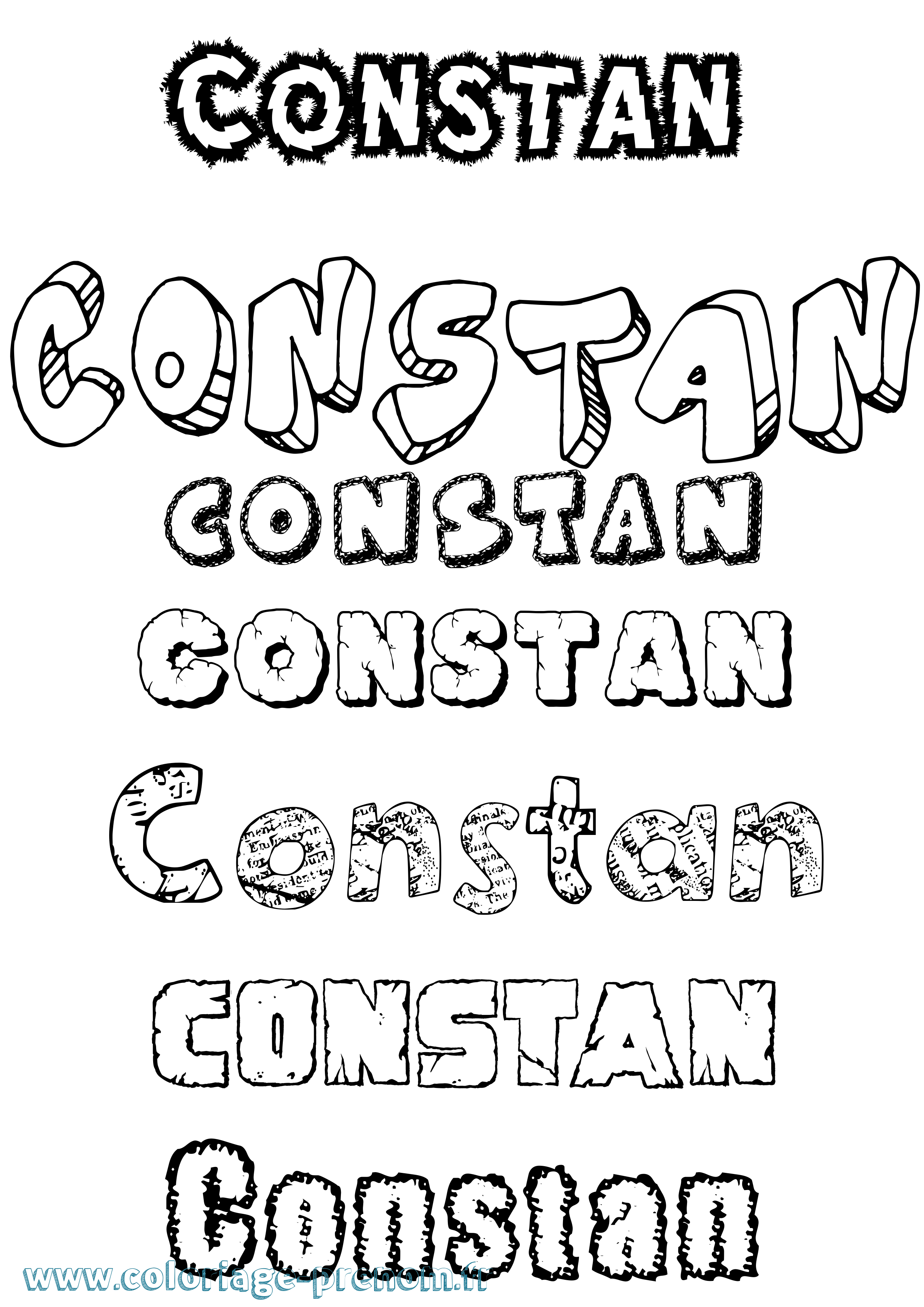 Coloriage Constan Destructuré Coloriage prénom Constan Destructuré