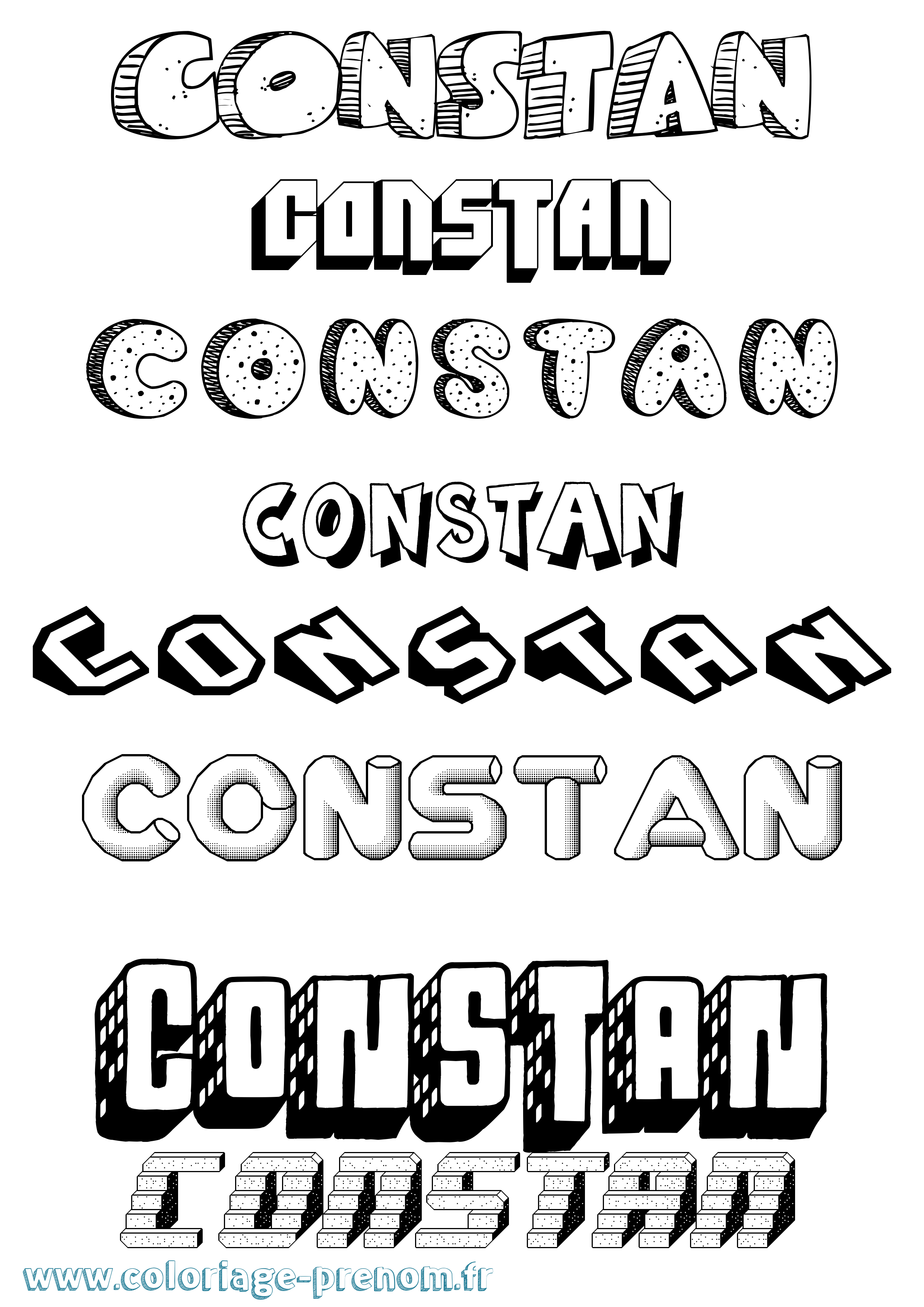 Coloriage Constan Effet 3D Coloriage prénom Constan Effet 3D