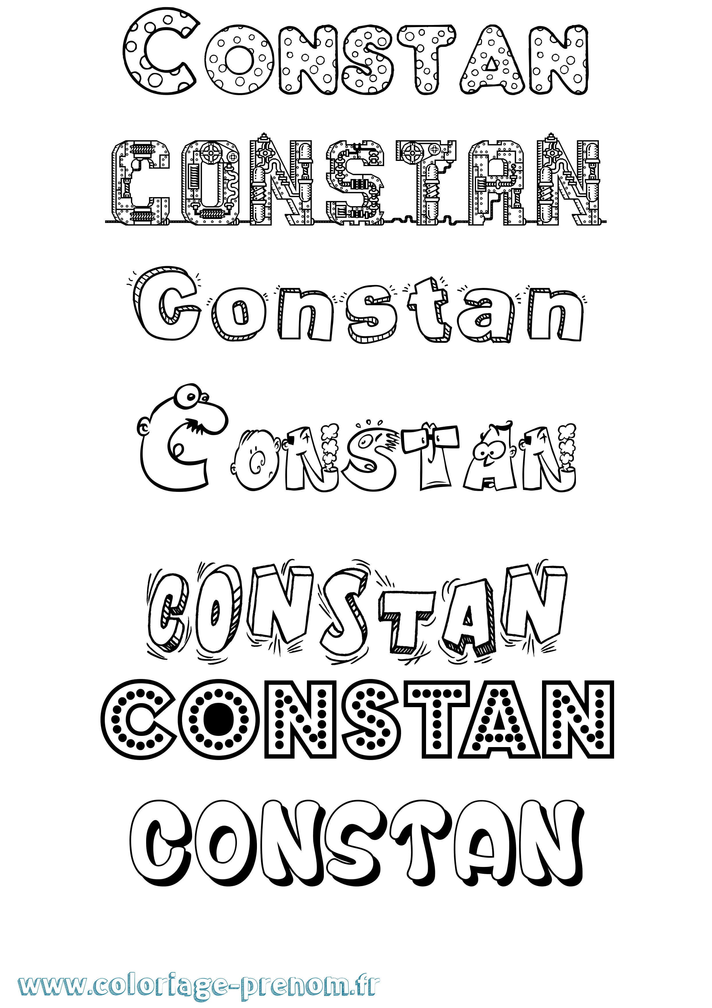 Coloriage Constan Fun Coloriage prénom Constan Fun
