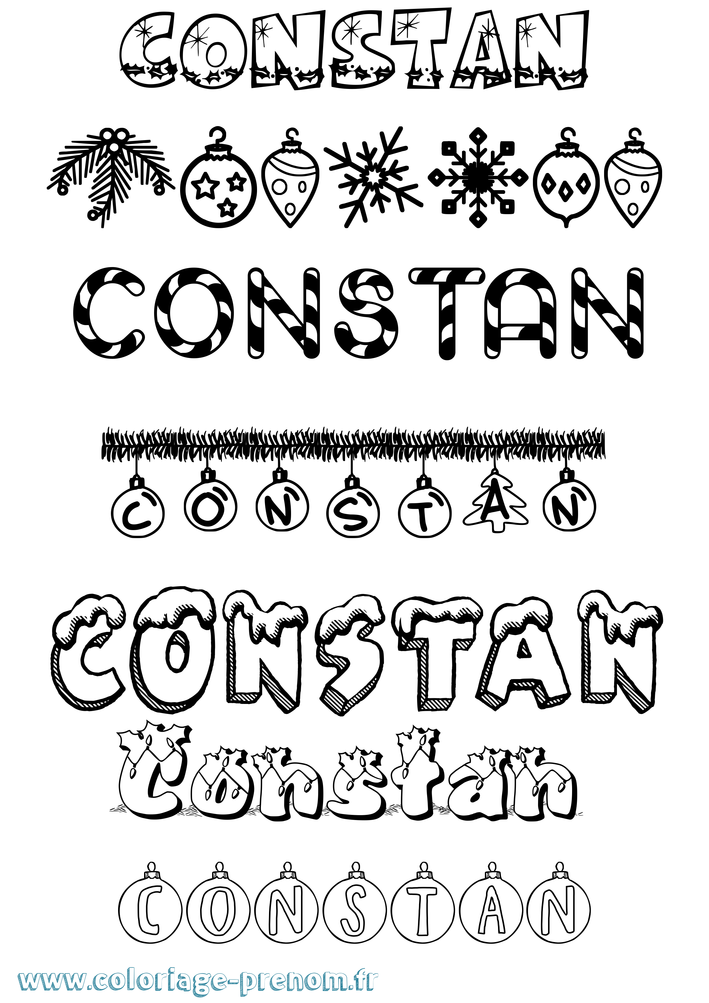 Coloriage Constan Noël Coloriage prénom Constan Noël