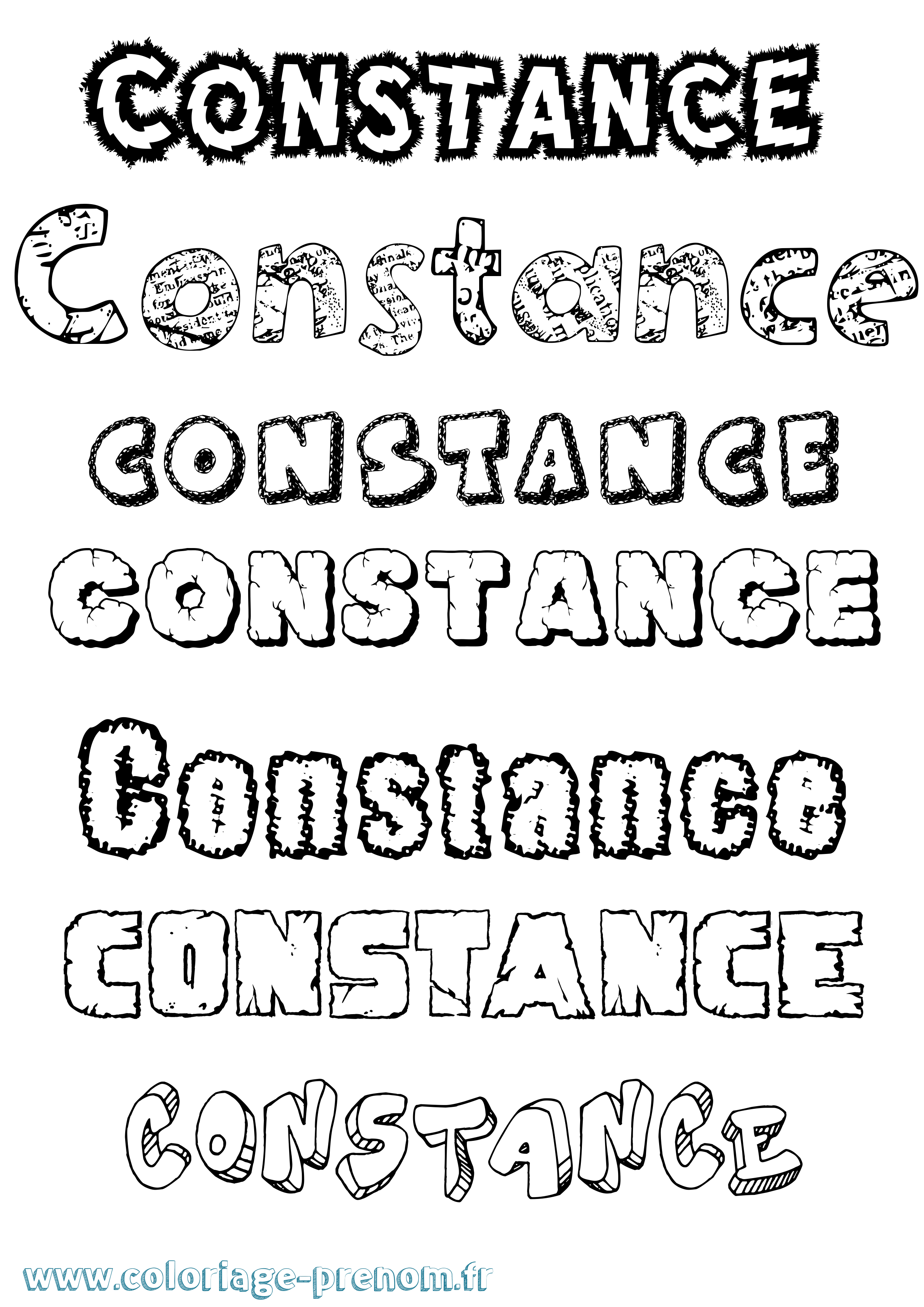 Coloriage prénom Constance Destructuré