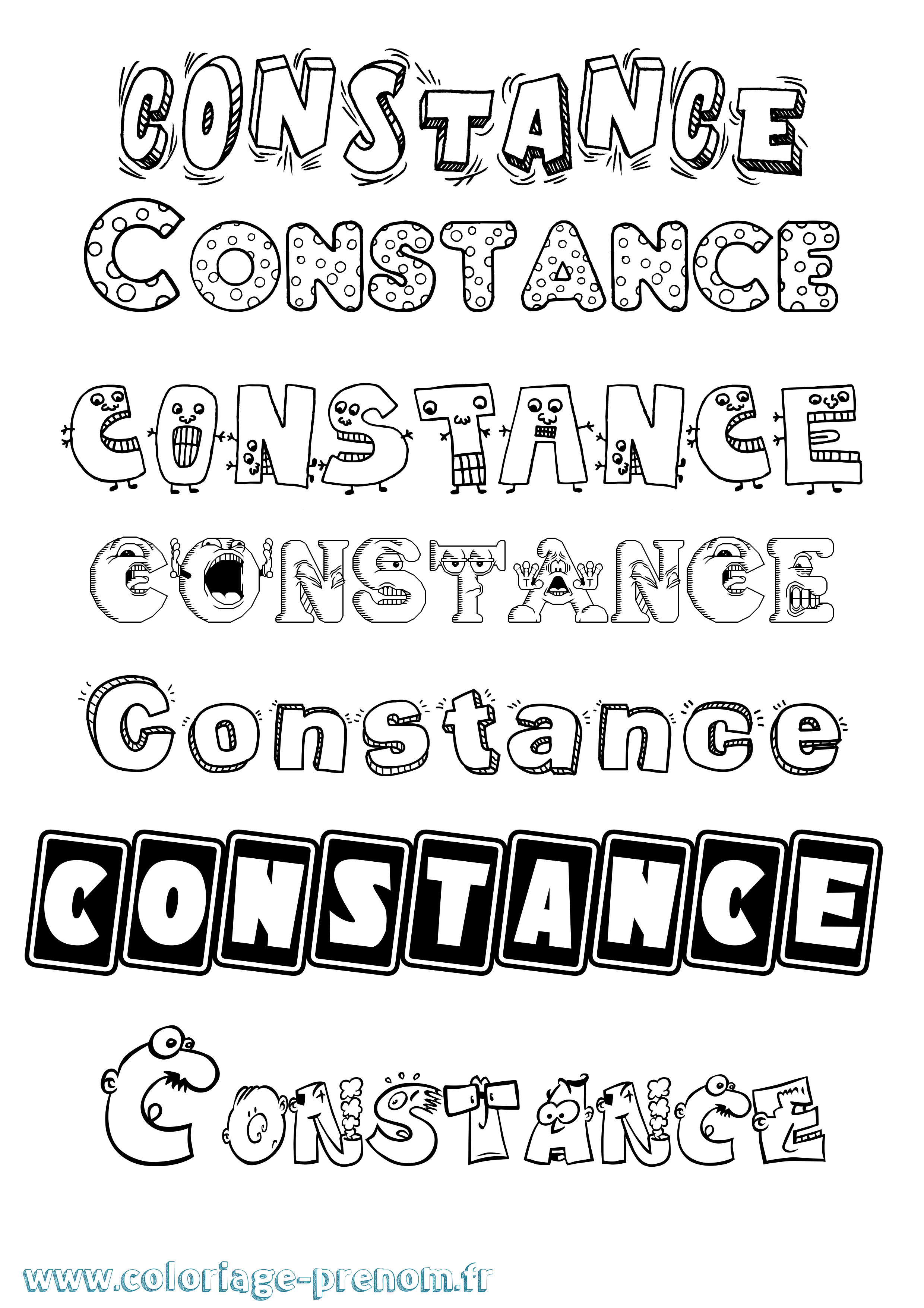 Coloriage prénom Constance Fun