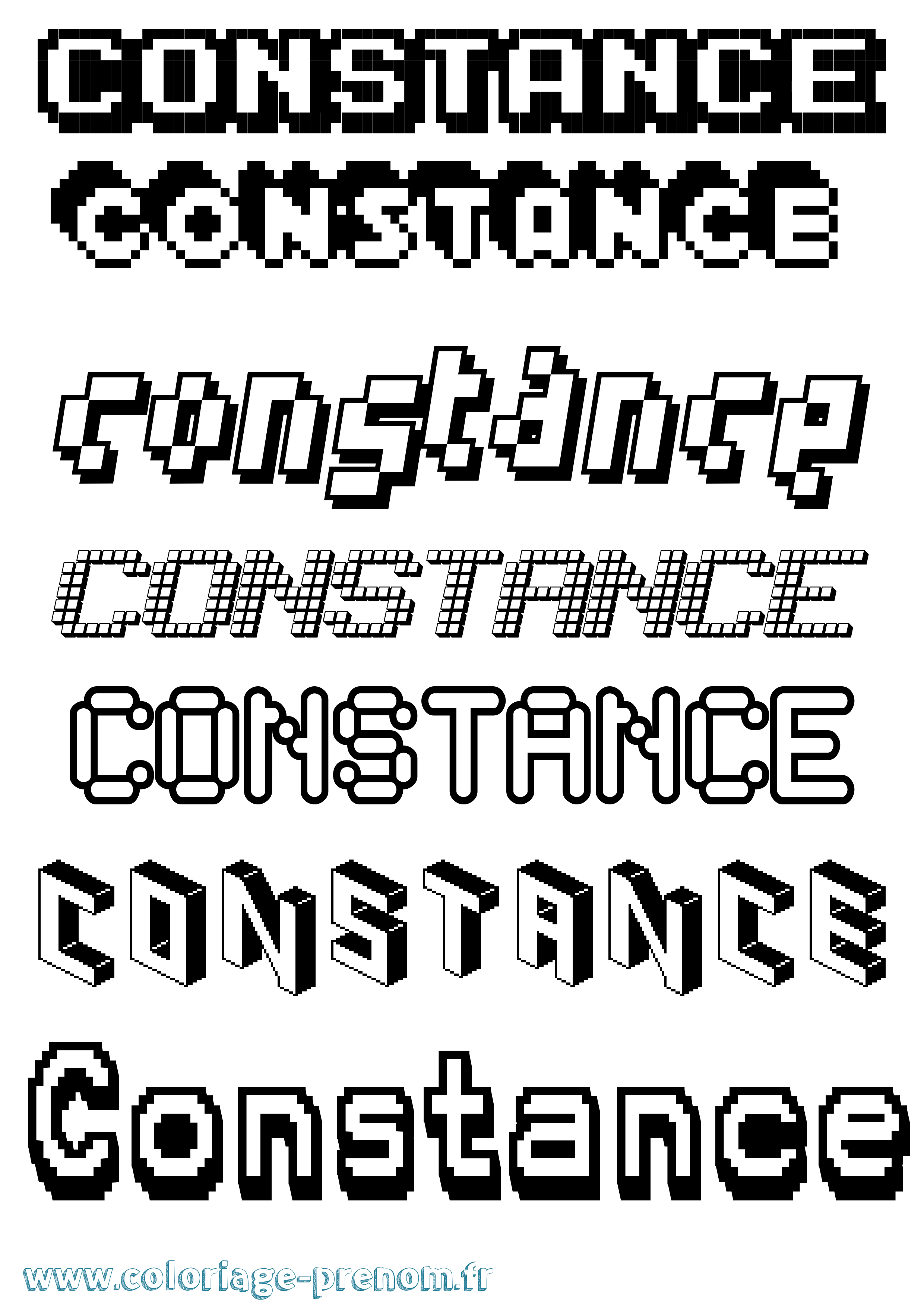 Coloriage prénom Constance Pixel