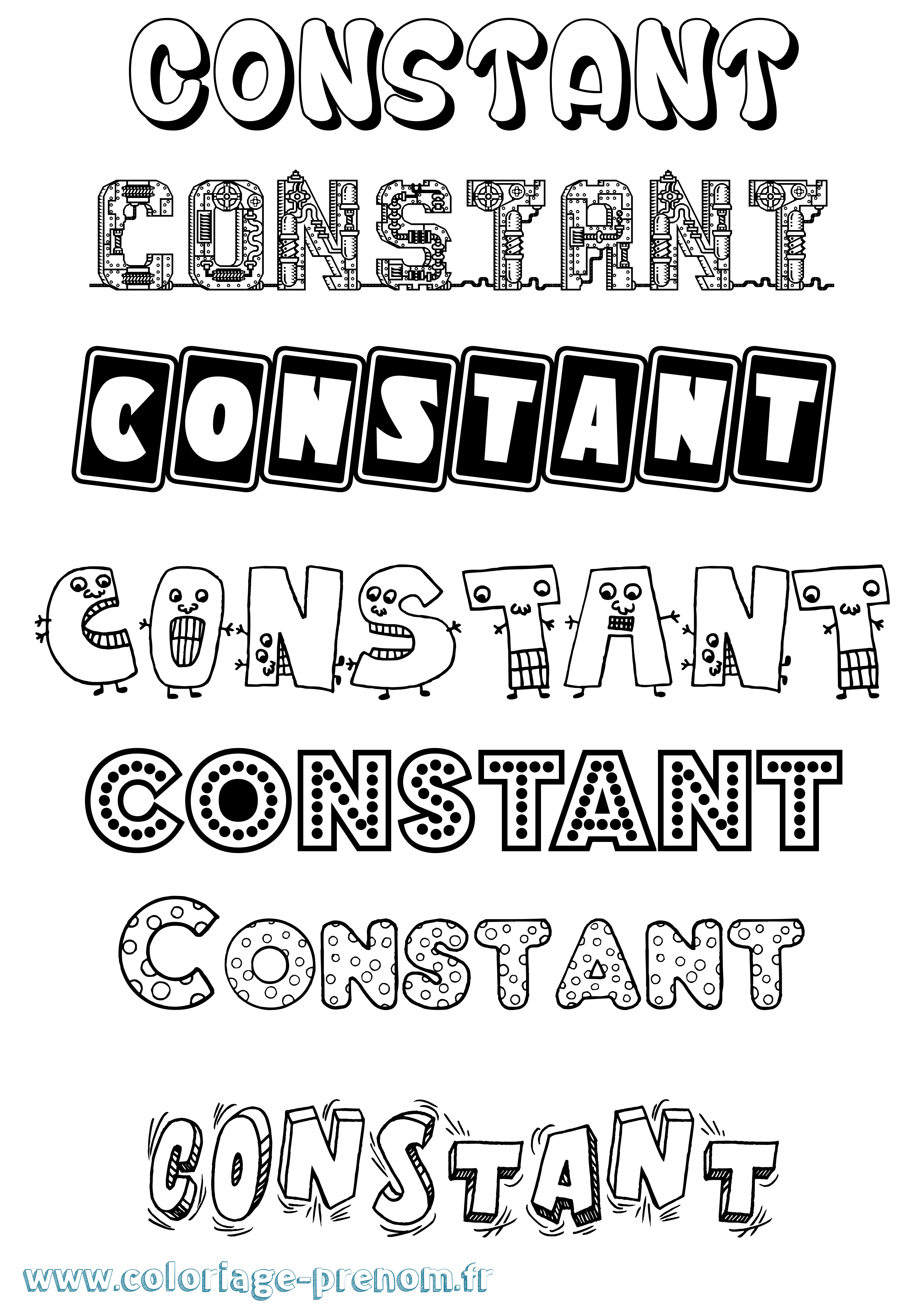 Coloriage prénom Constant Fun