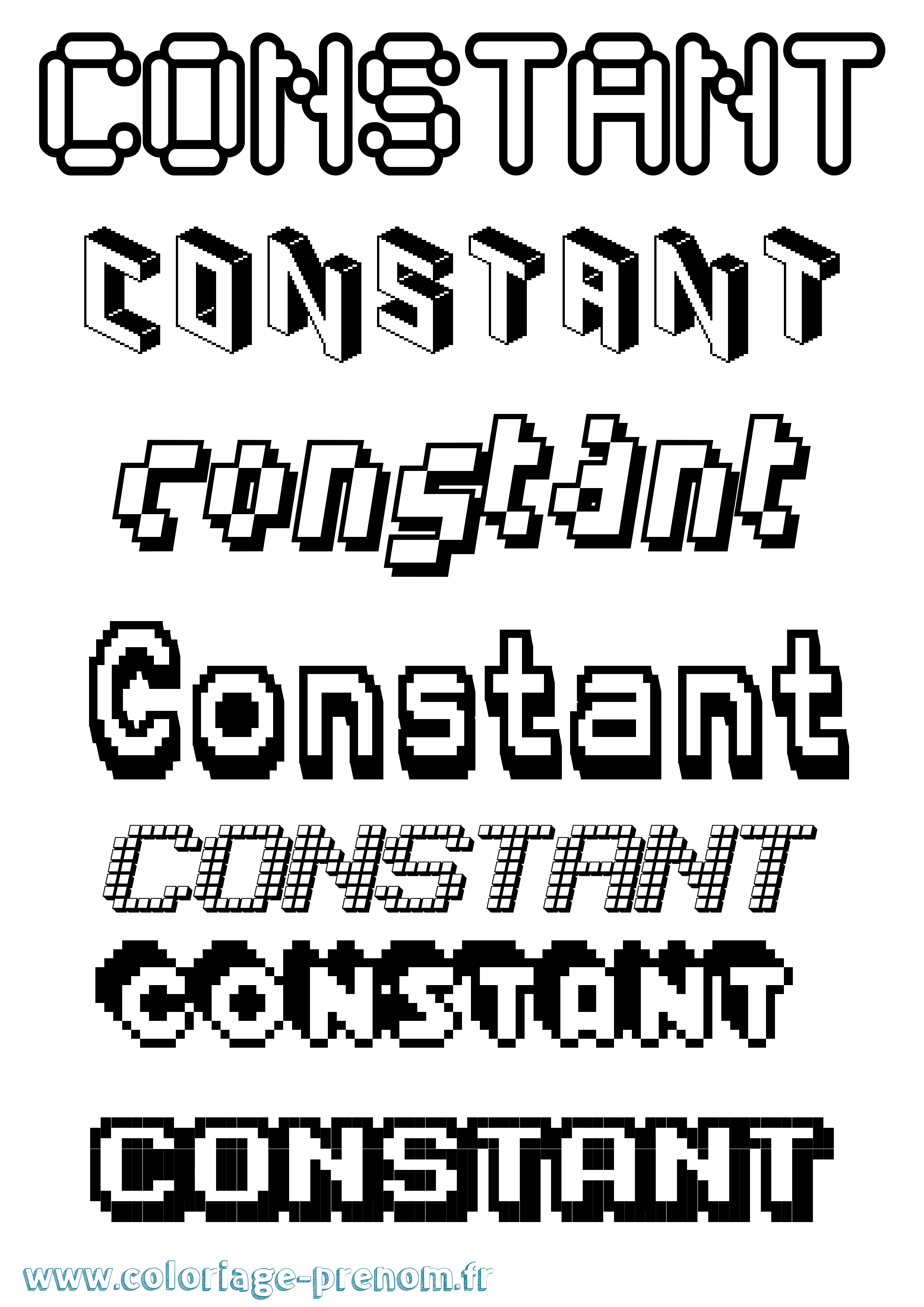 Coloriage prénom Constant Pixel