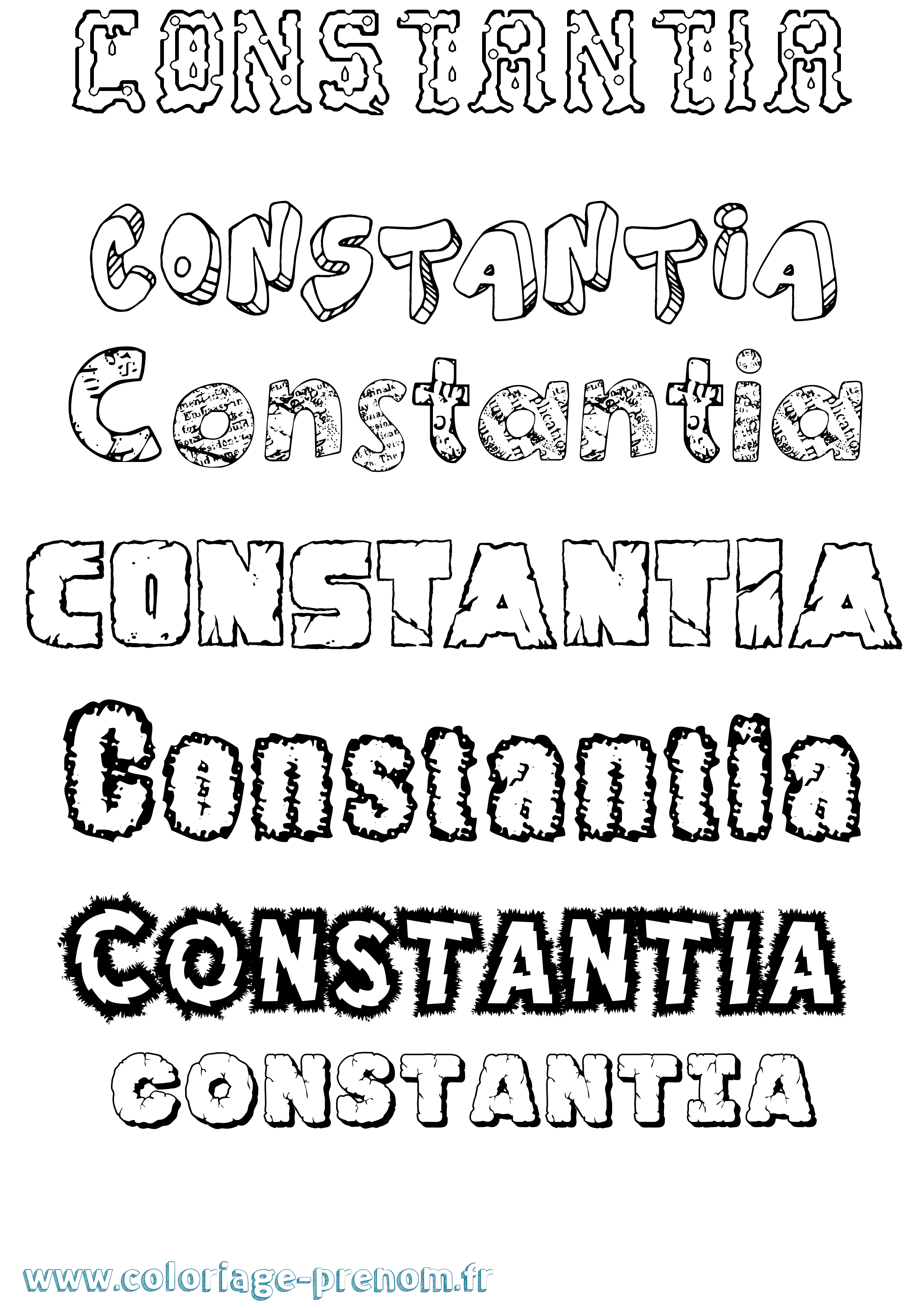 Coloriage prénom Constantia Destructuré