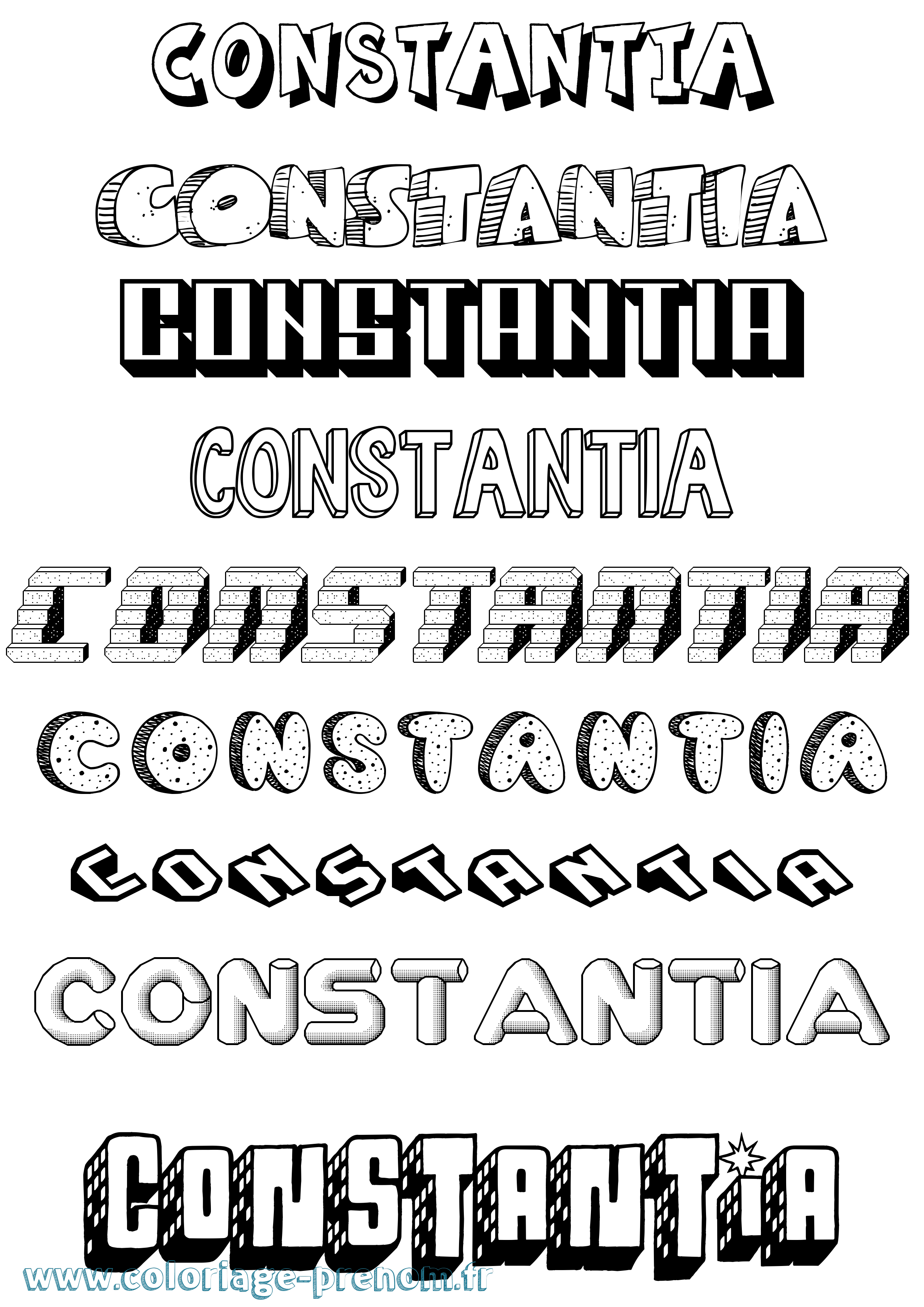 Coloriage prénom Constantia Effet 3D