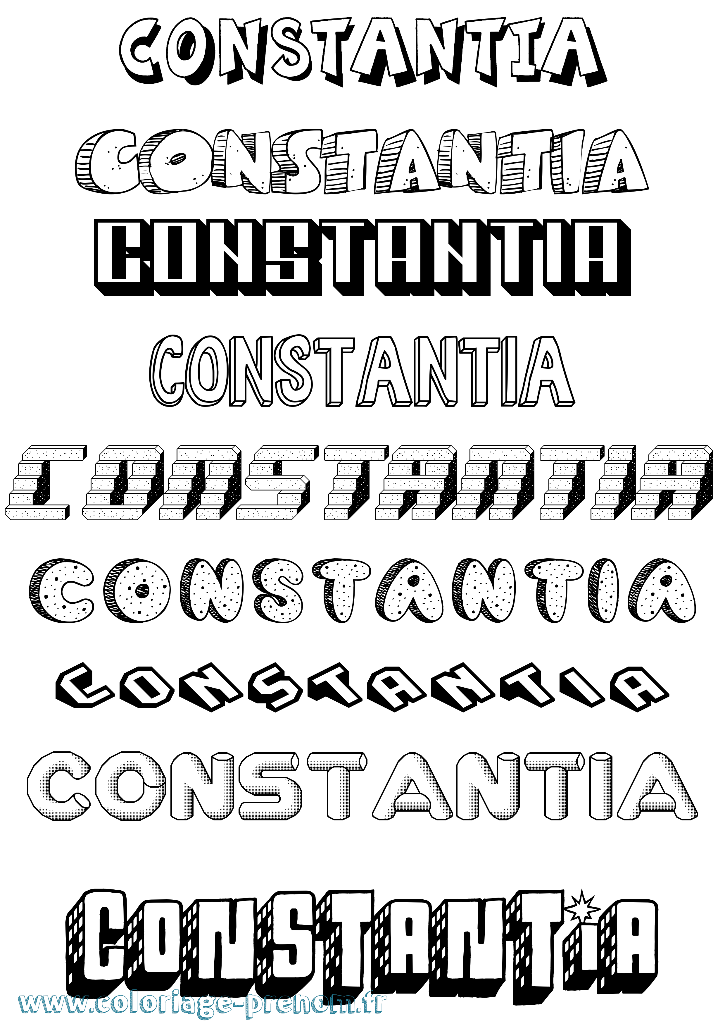 Coloriage Constantia Effet 3D Coloriage prénom Constantia Effet 3D