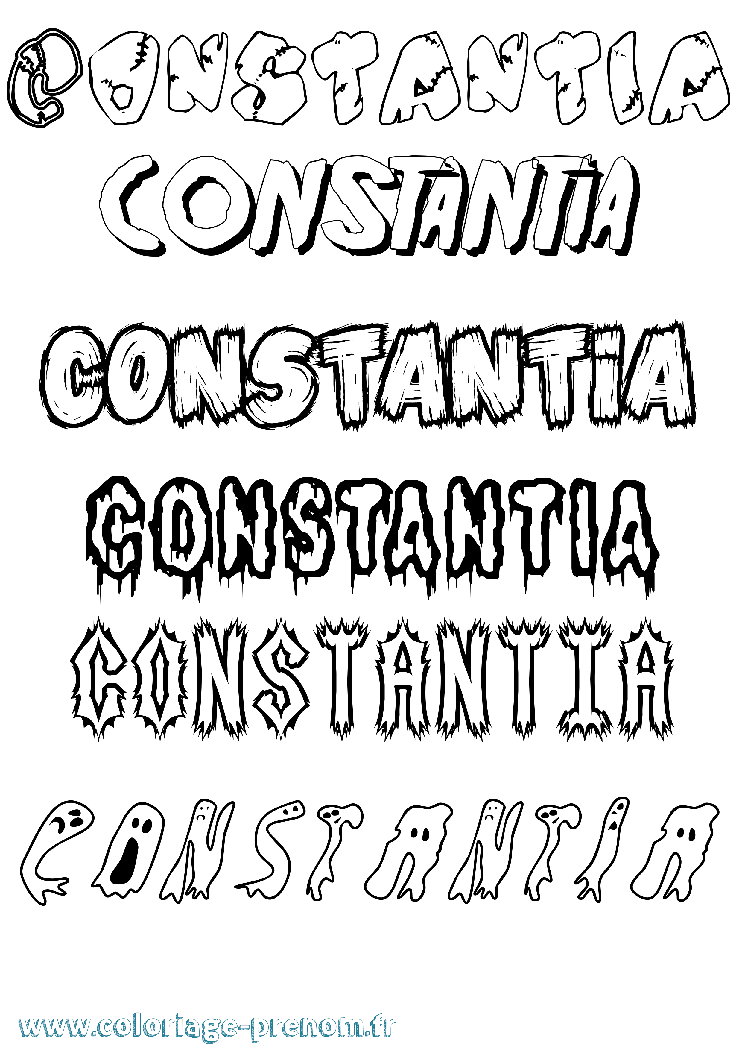 Coloriage prénom Constantia Frisson