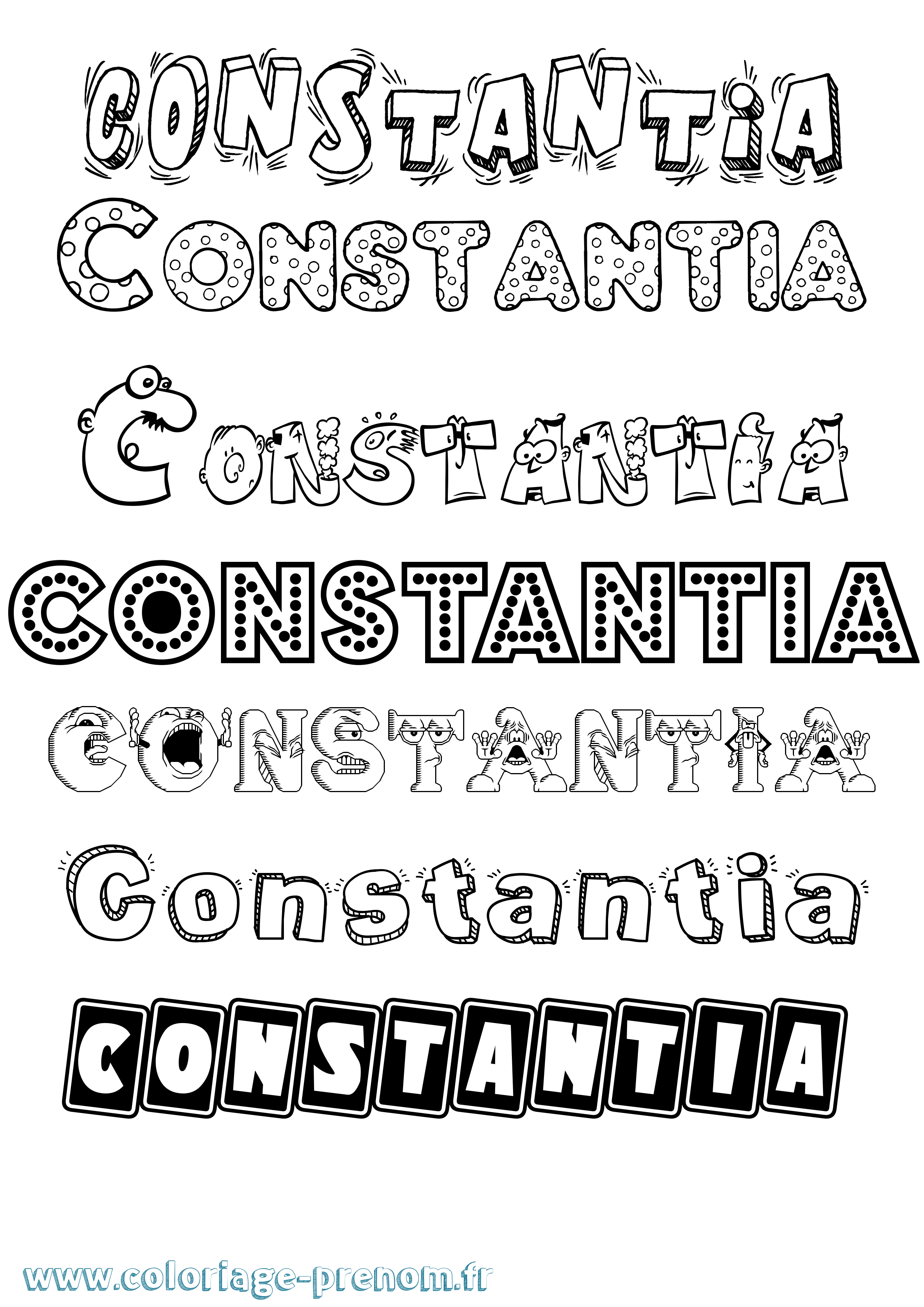Coloriage prénom Constantia Fun