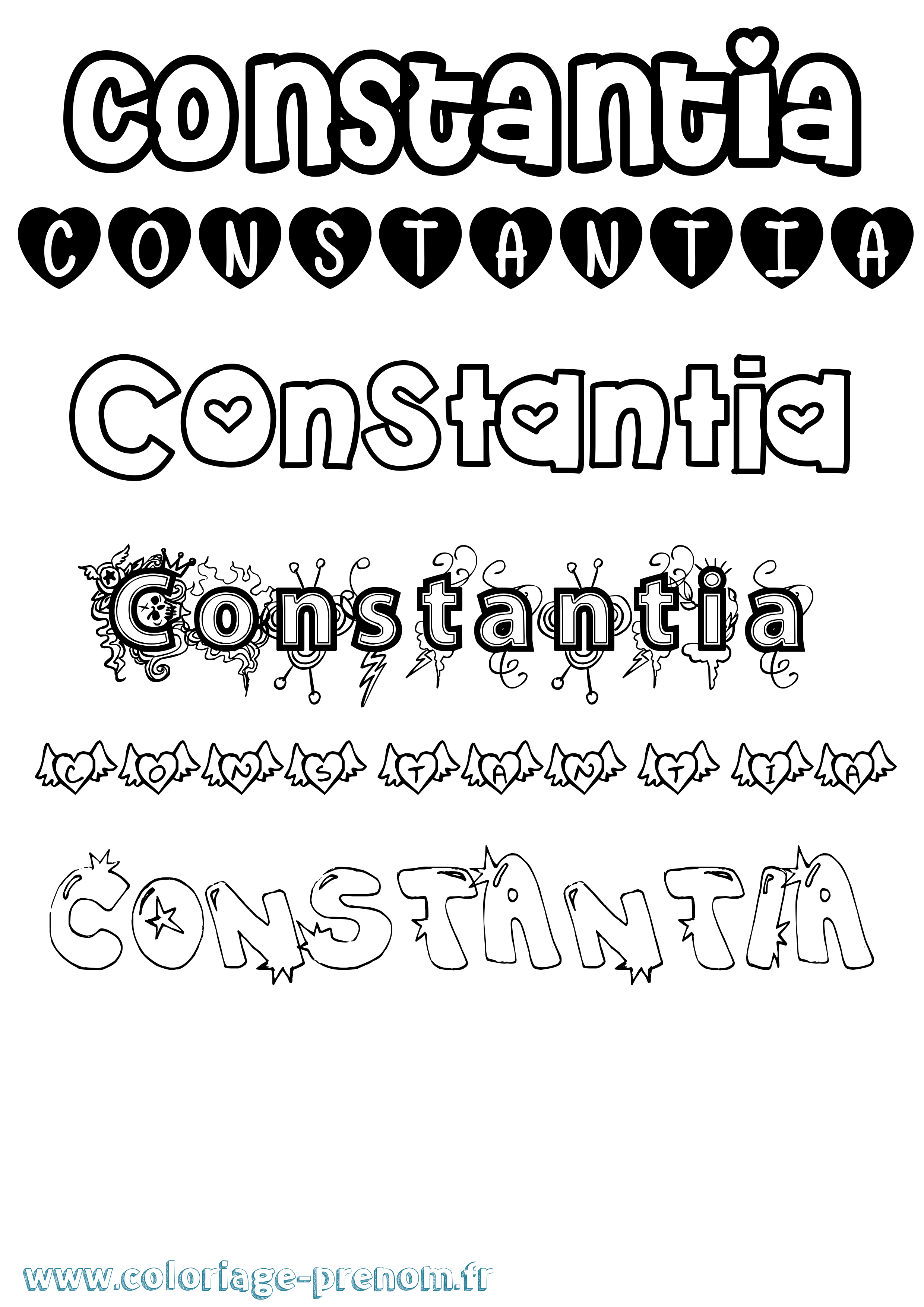 Coloriage Constantia Girly Coloriage prénom Constantia Girly