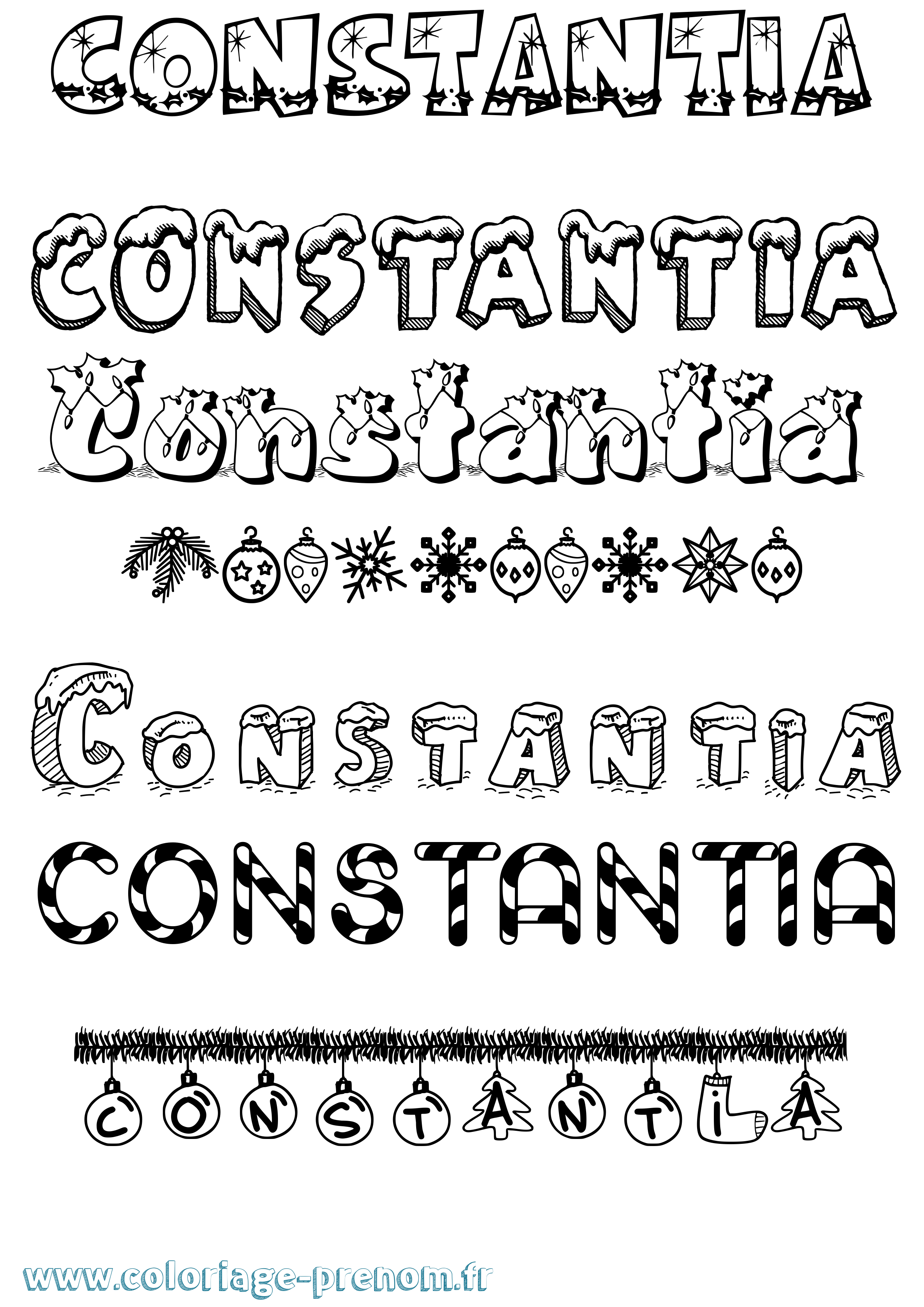 Coloriage Constantia Noël Coloriage prénom Constantia Noël