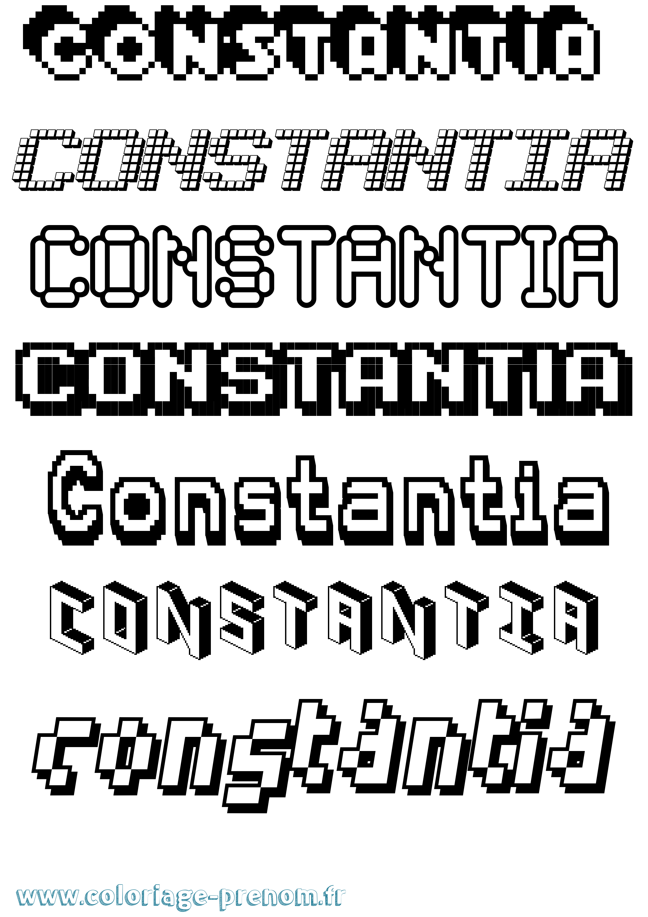 Coloriage prénom Constantia Pixel