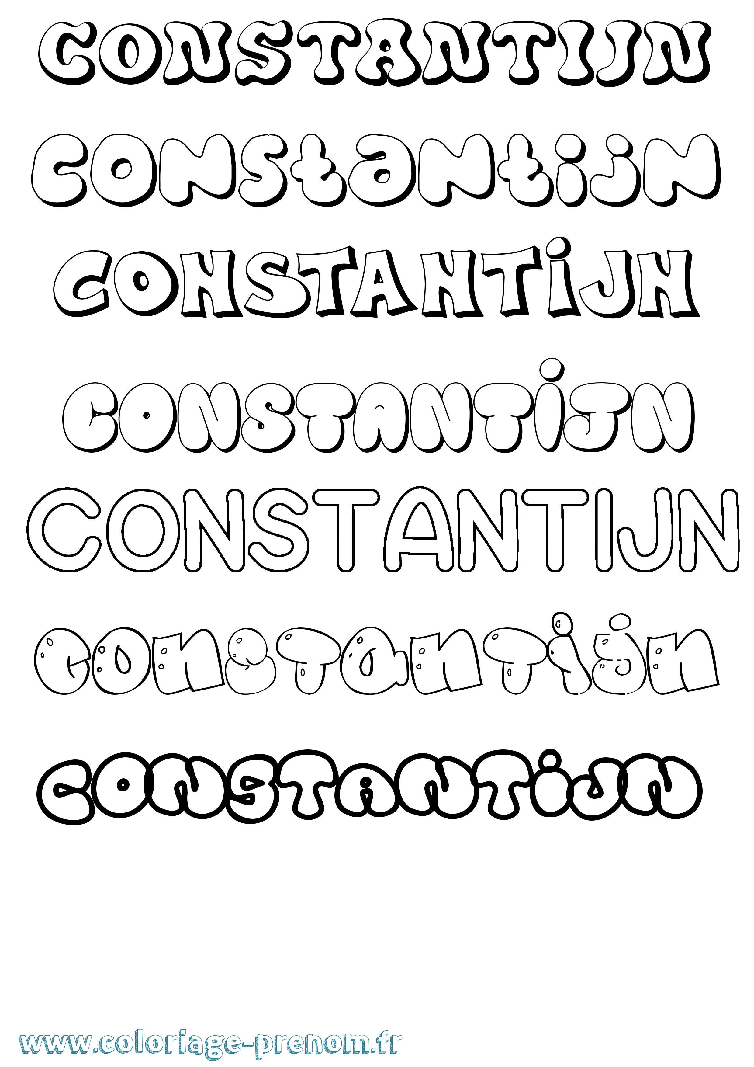 Coloriage prénom Constantijn Bubble