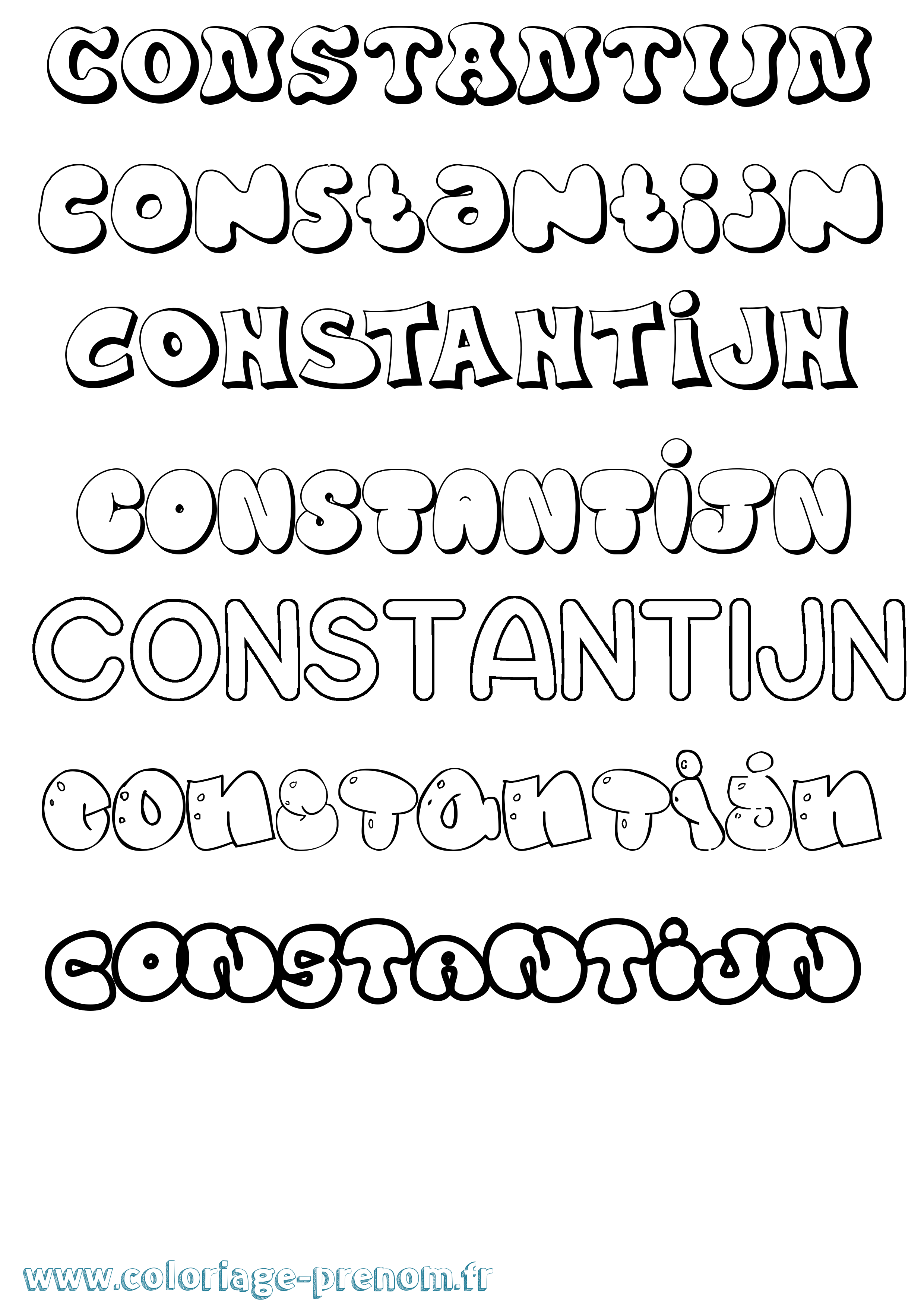 Coloriage Constantijn Bubble Coloriage prénom Constantijn Bubble