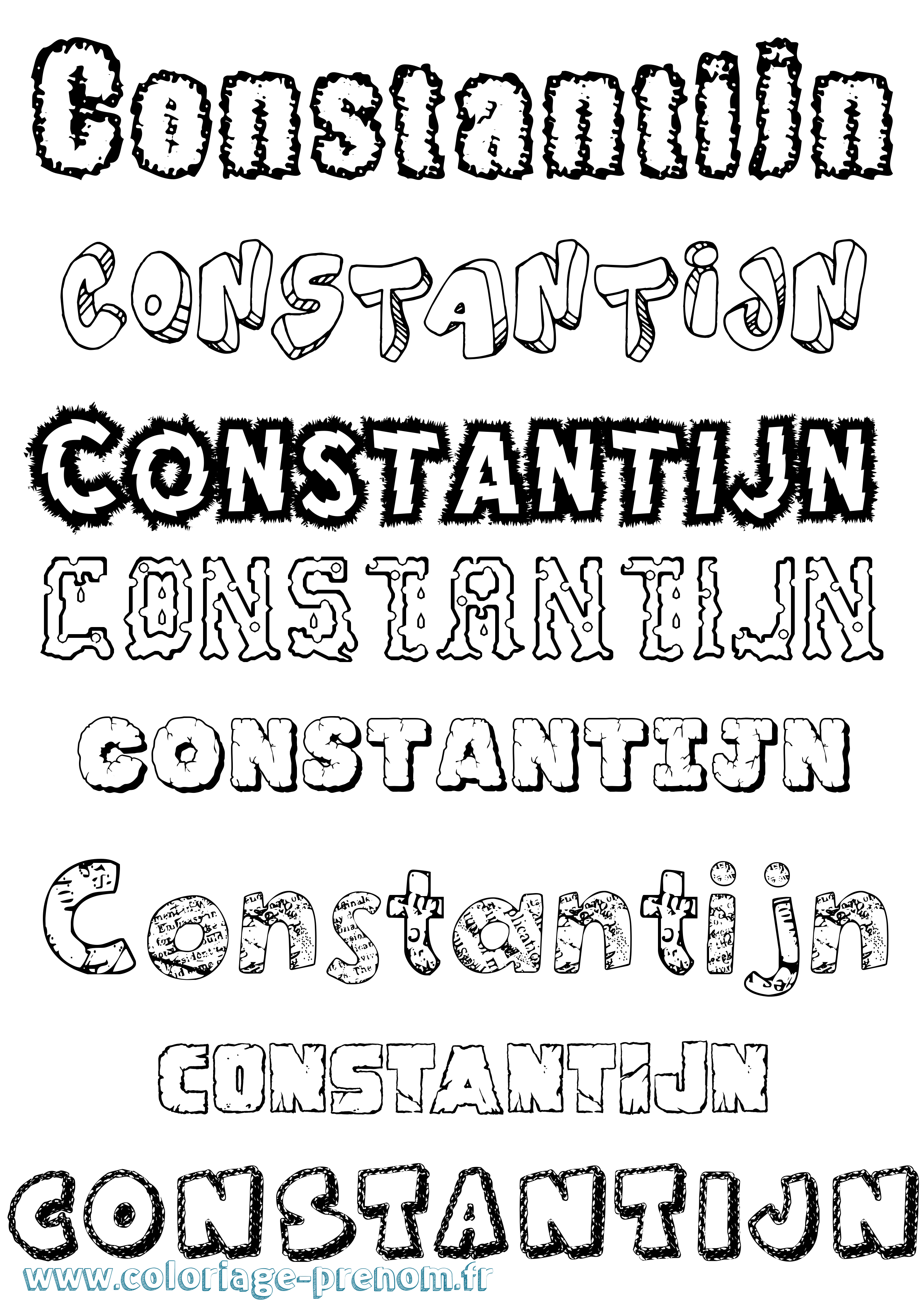 Coloriage Constantijn Destructuré Coloriage prénom Constantijn Destructuré