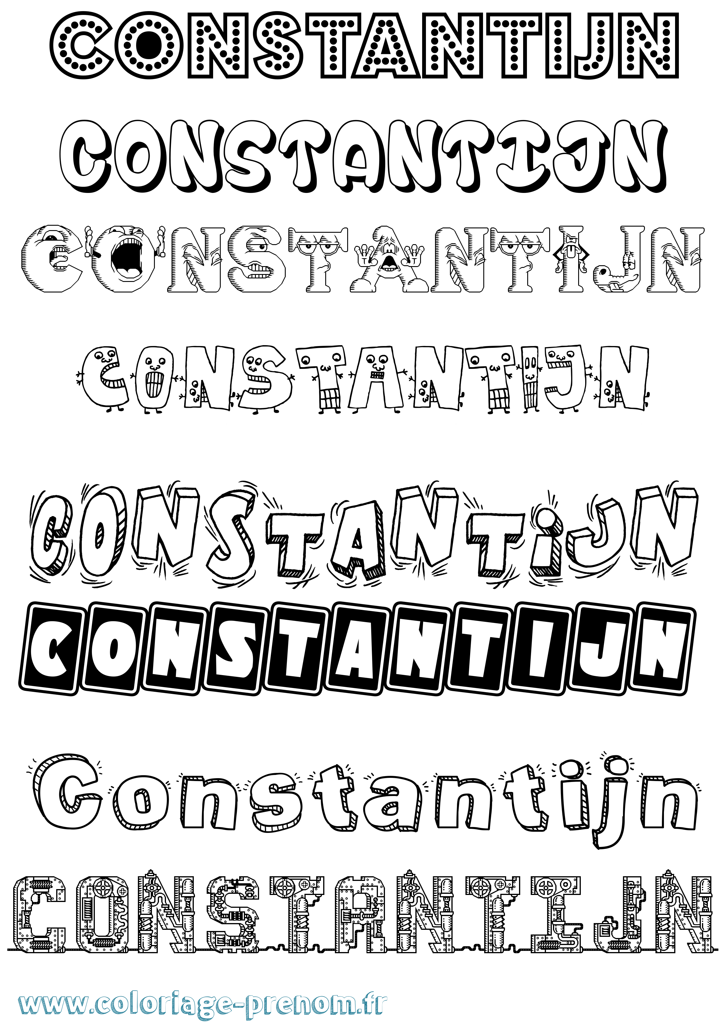 Coloriage Constantijn Fun Coloriage prénom Constantijn Fun