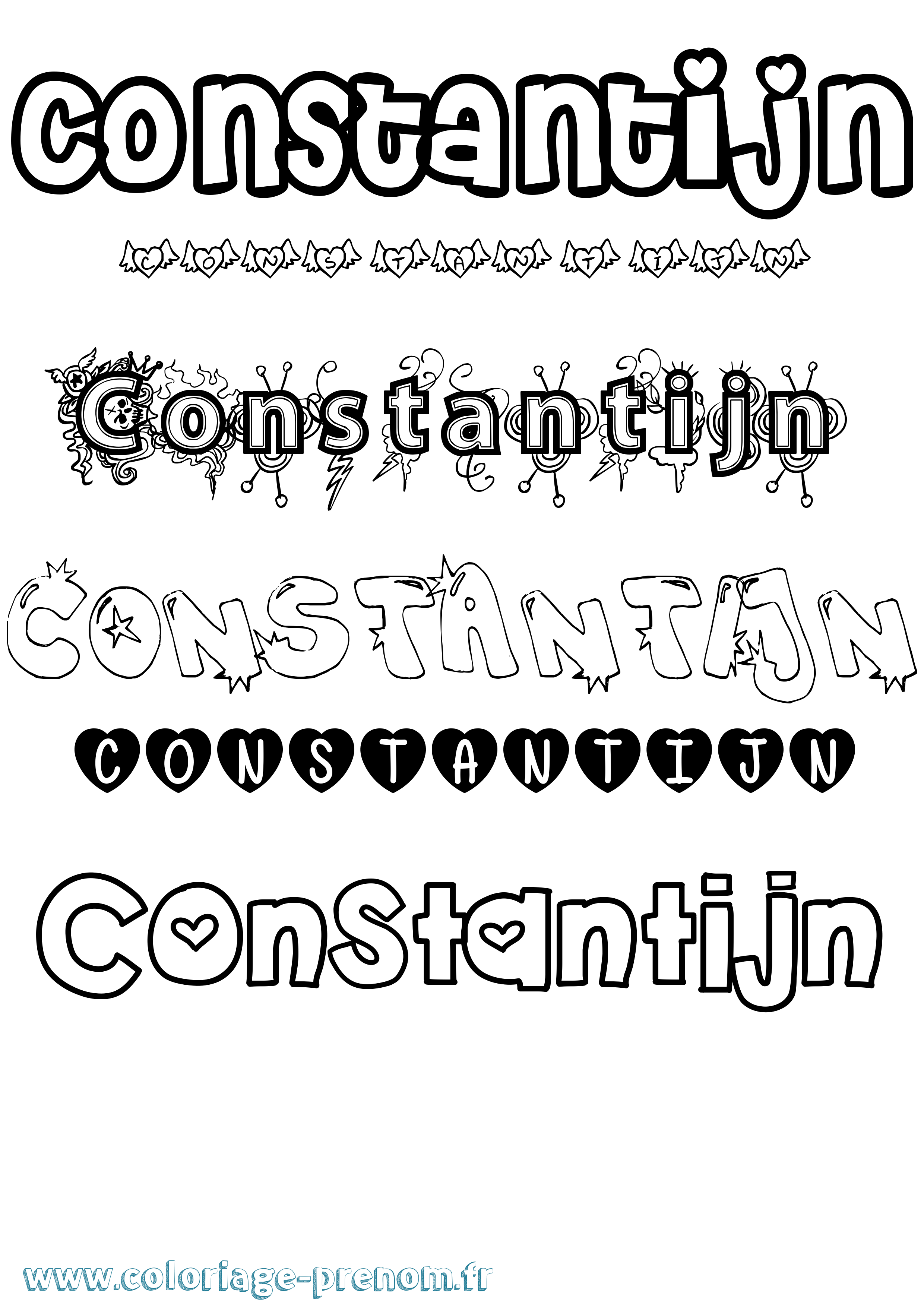 Coloriage Constantijn Girly Coloriage prénom Constantijn Girly
