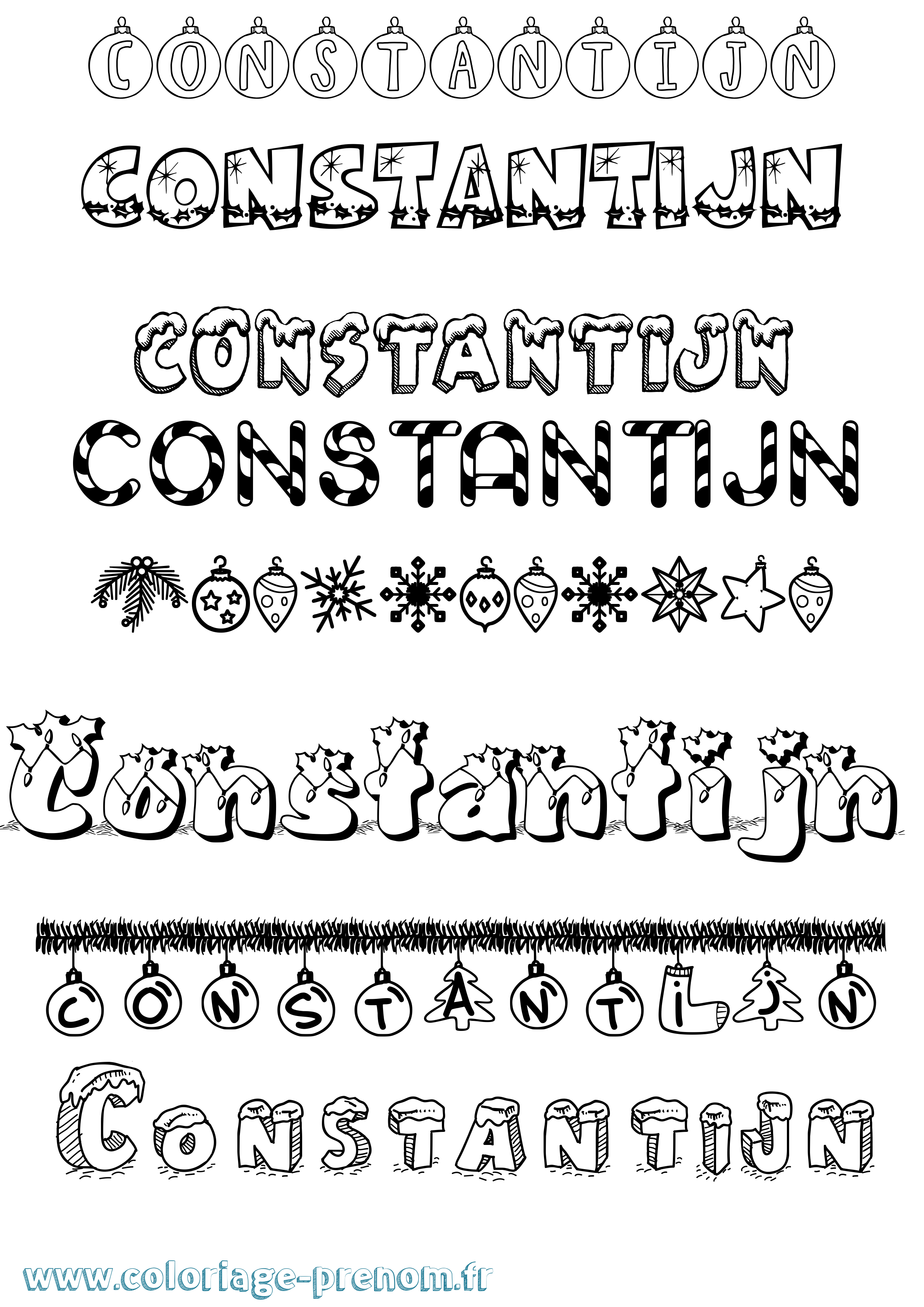 Coloriage Constantijn Noël Coloriage prénom Constantijn Noël