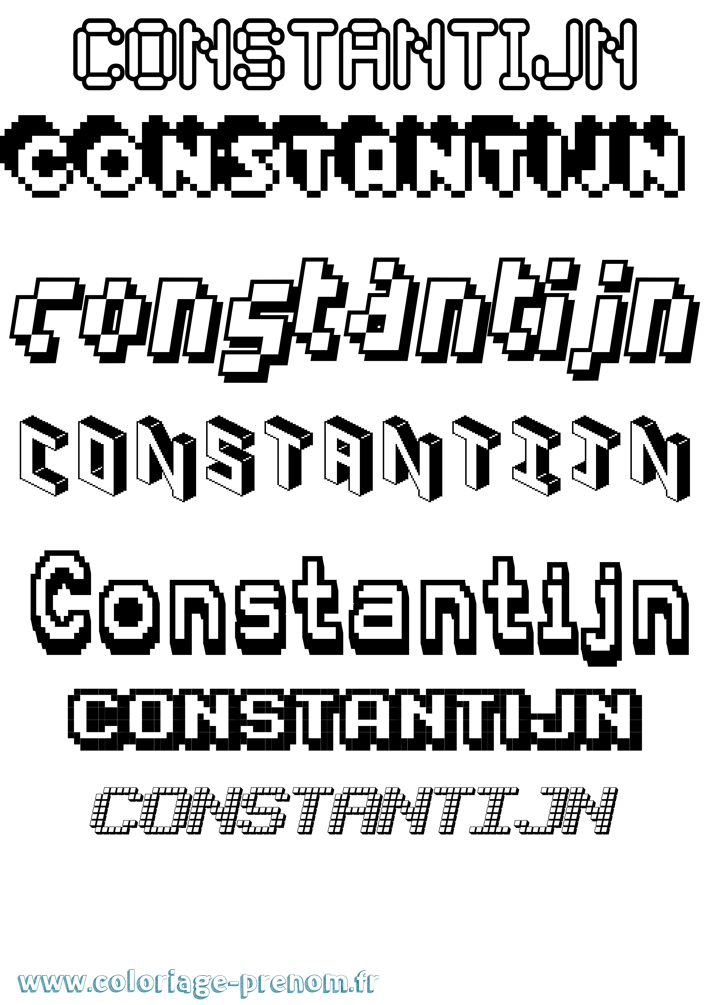 Coloriage prénom Constantijn Pixel