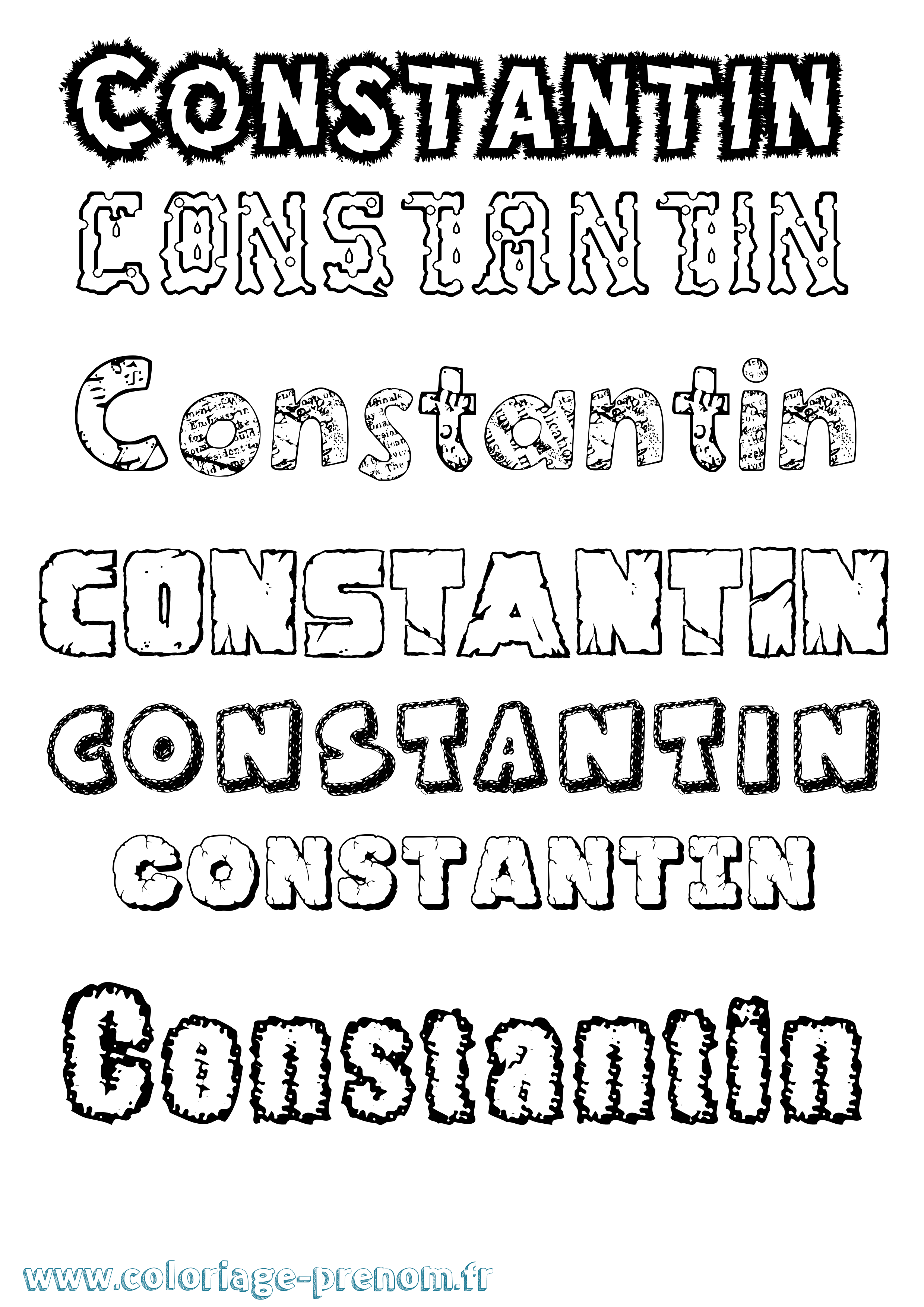 Coloriage prénom Constantin Destructuré