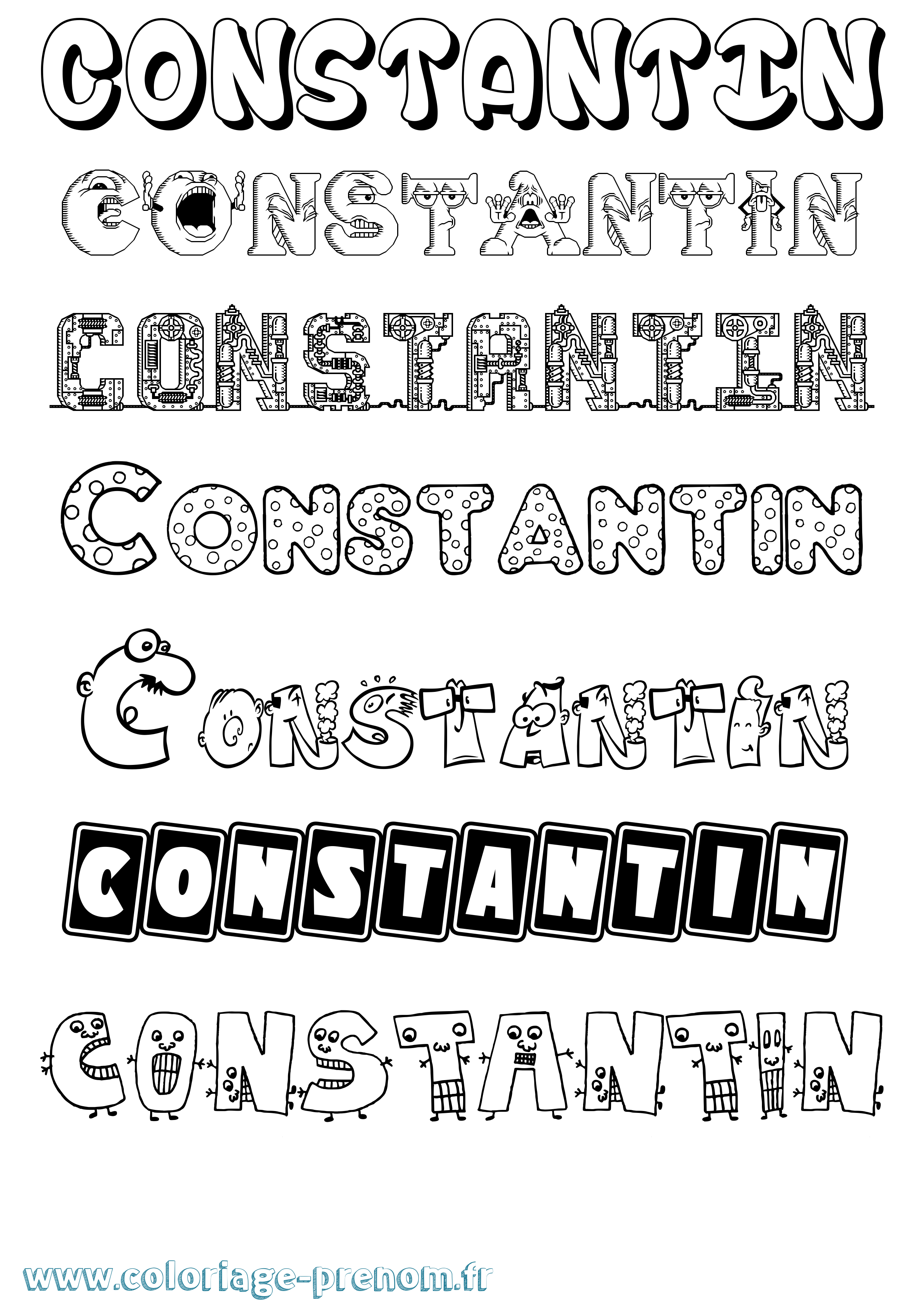 Coloriage prénom Constantin Fun