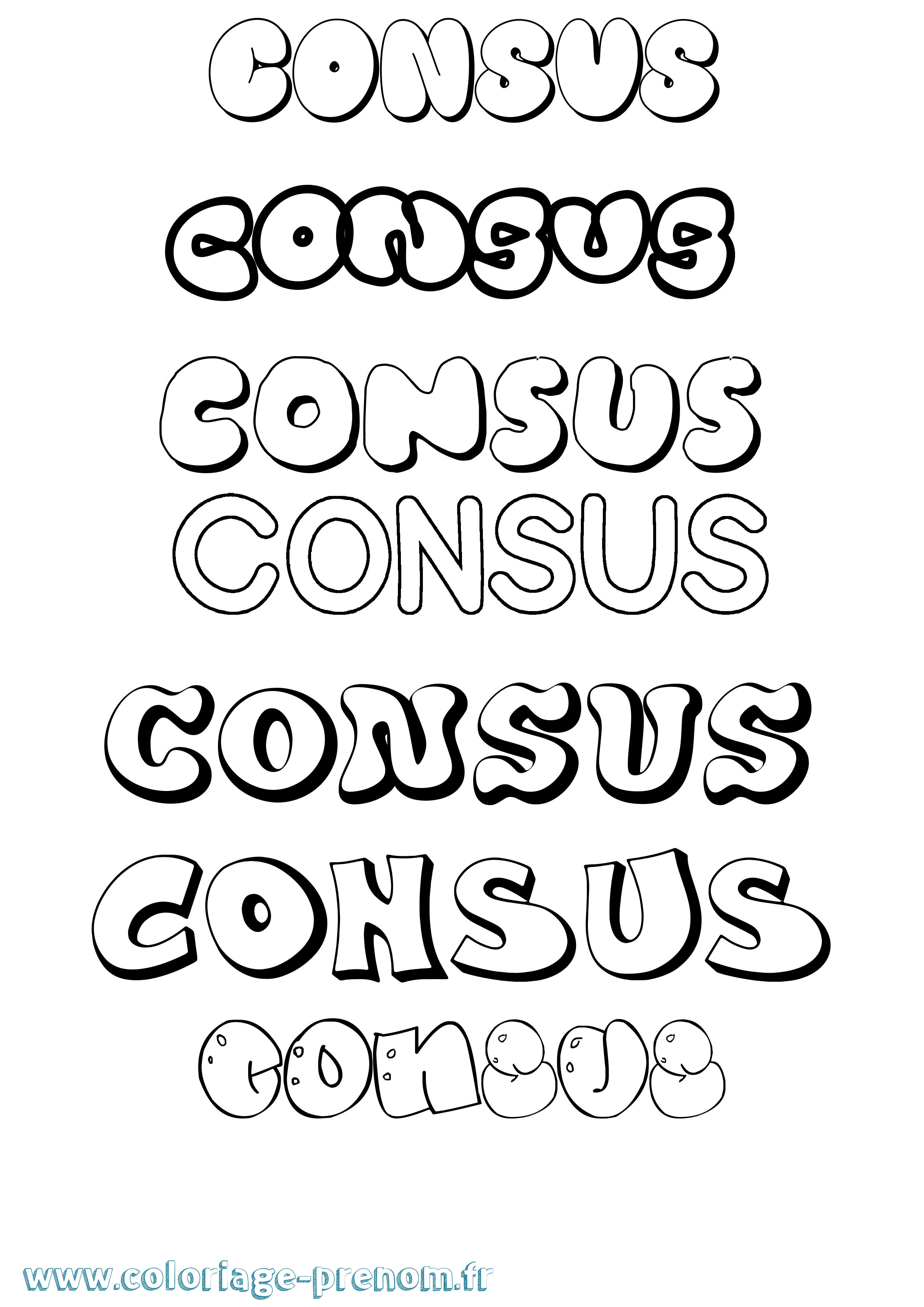 Coloriage prénom Consus Bubble