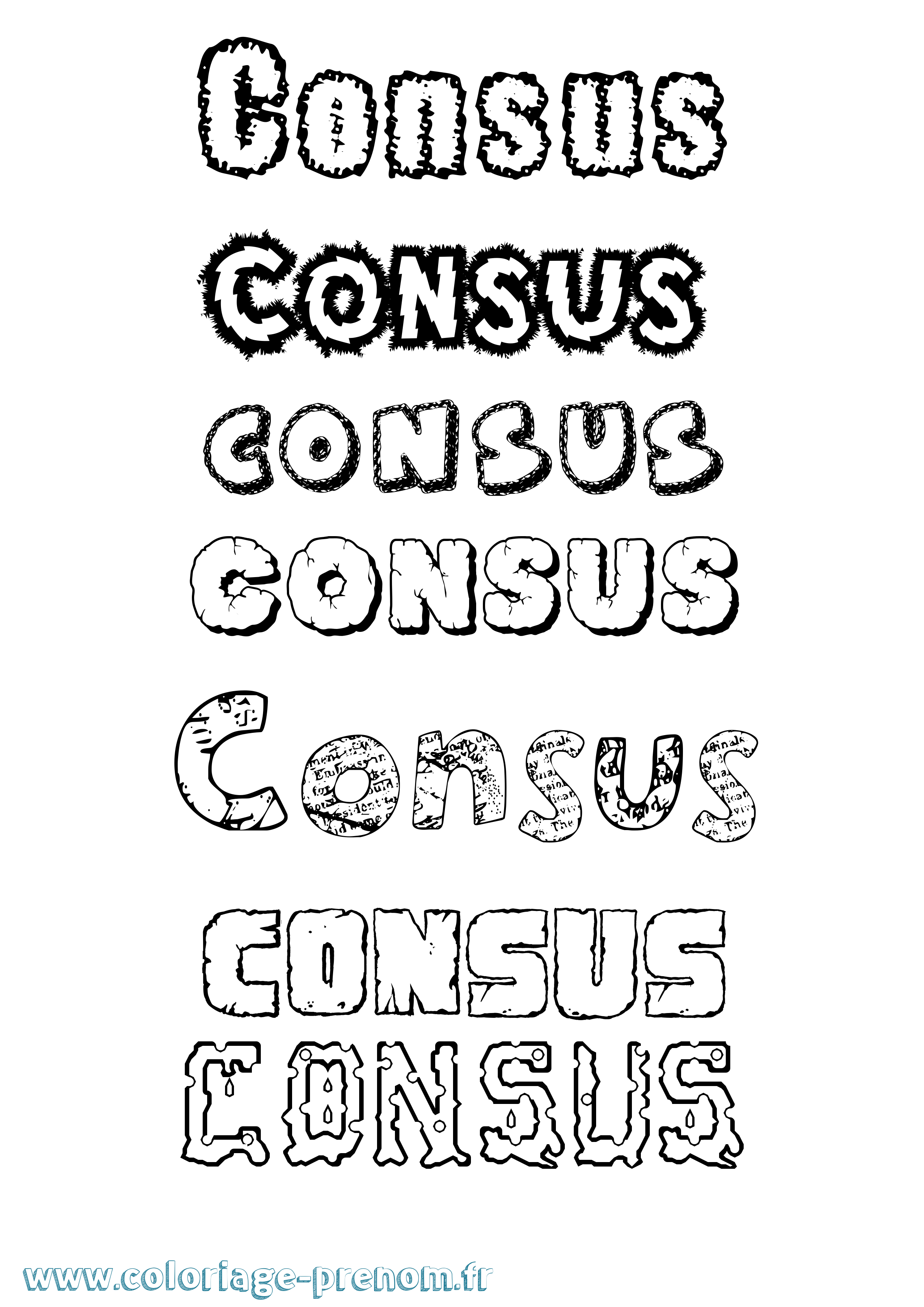 Coloriage Consus Destructuré Coloriage prénom Consus Destructuré