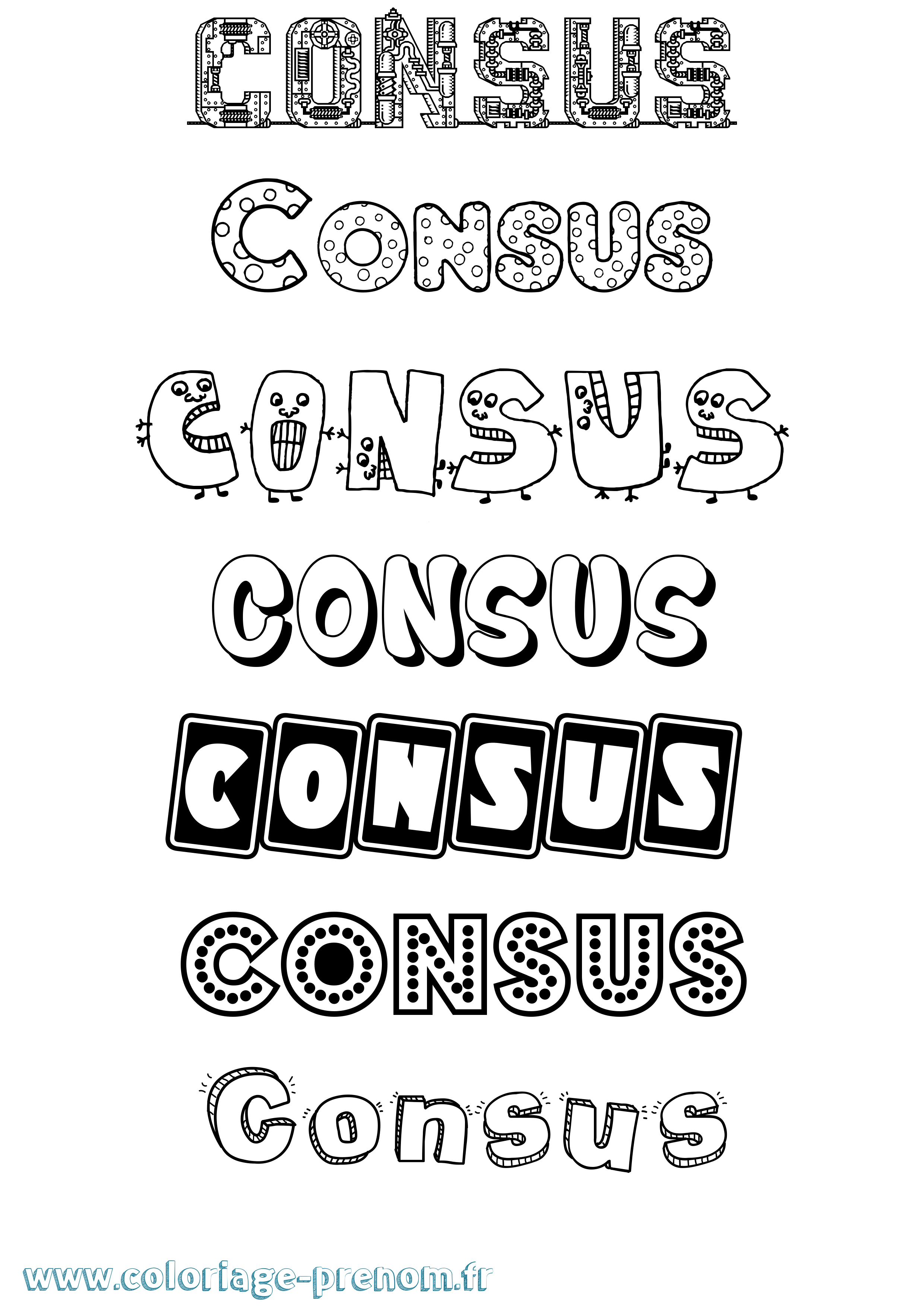Coloriage Consus Fun Coloriage prénom Consus Fun