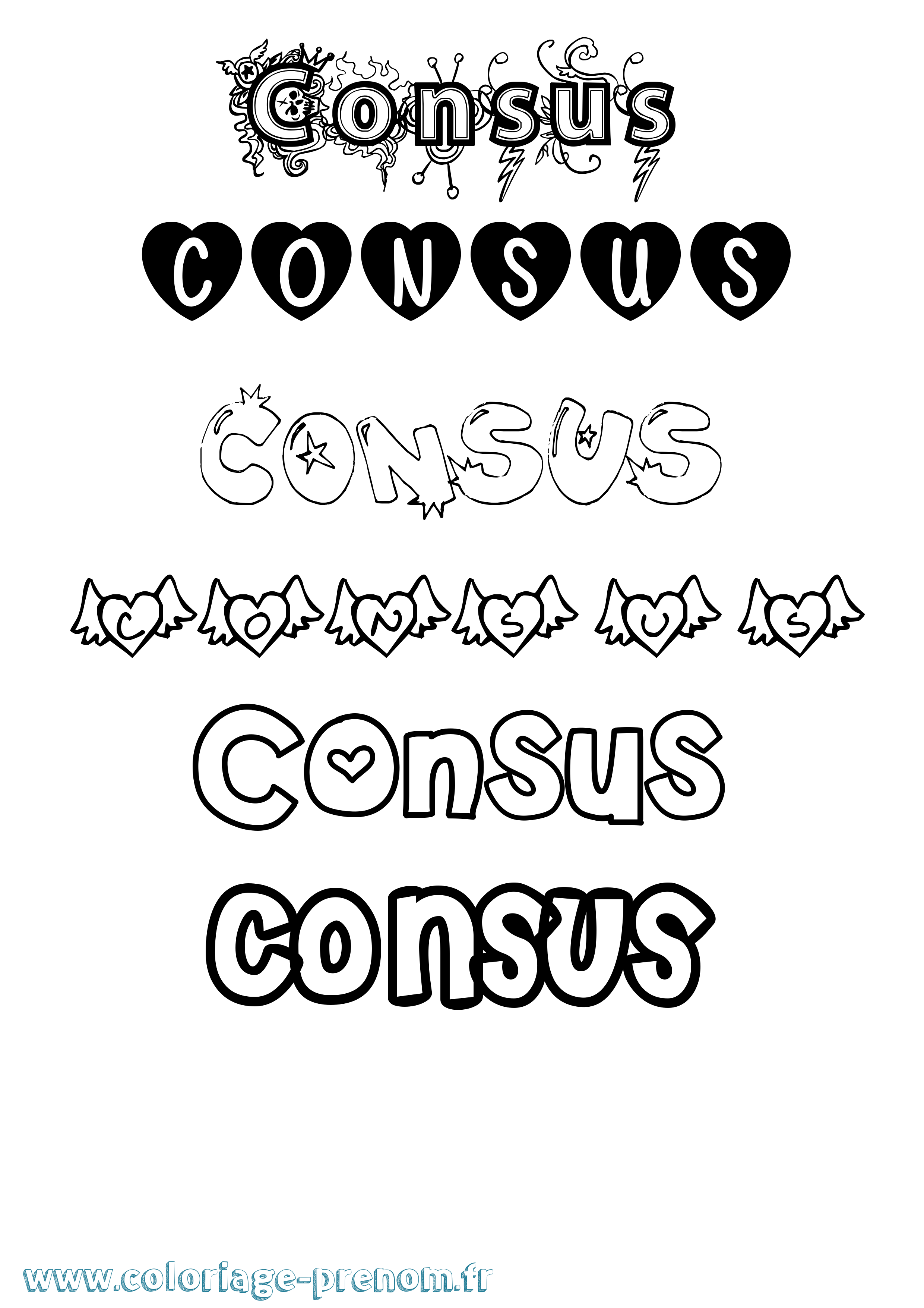 Coloriage Consus Girly Coloriage prénom Consus Girly