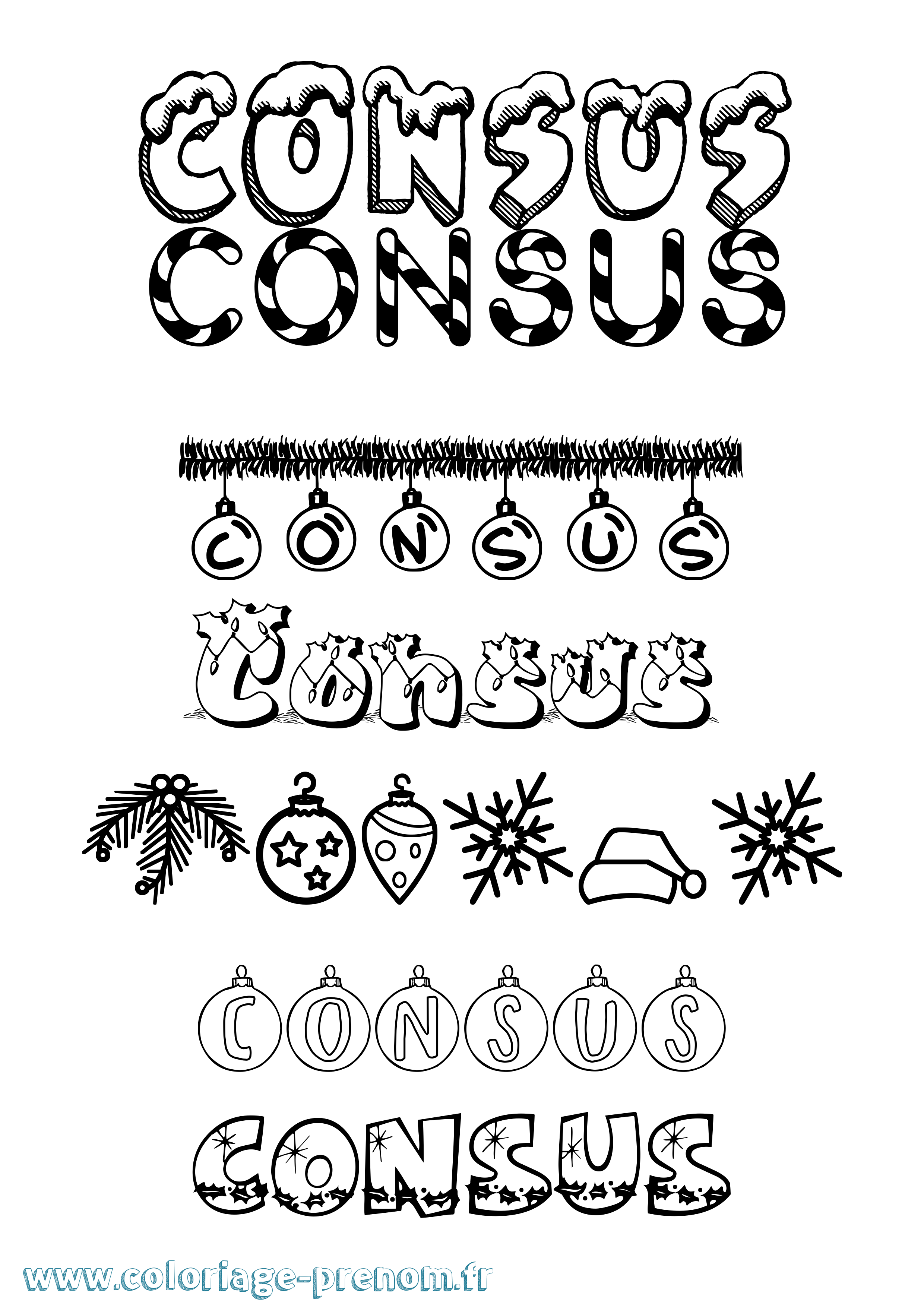 Coloriage Consus Noël Coloriage prénom Consus Noël