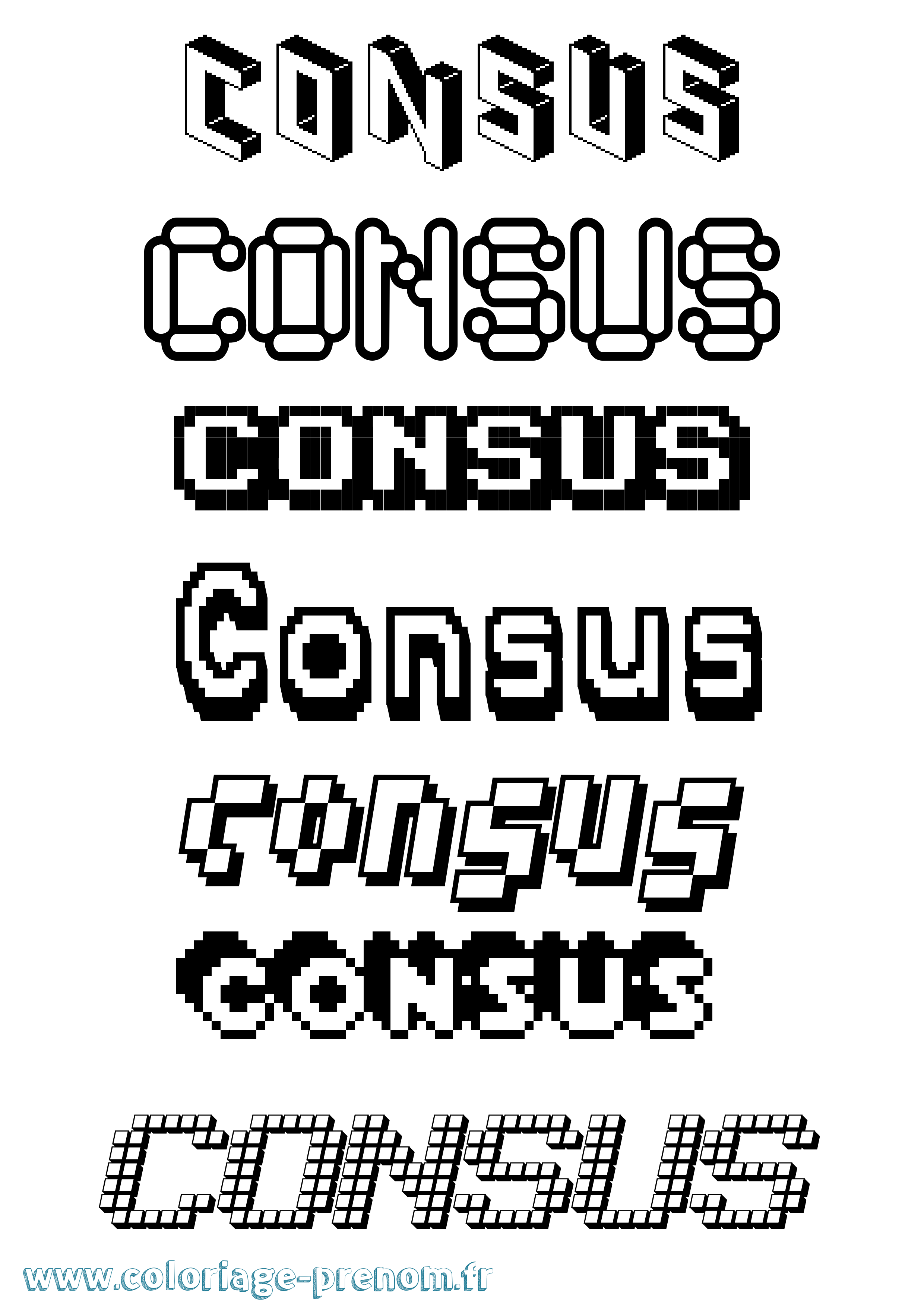 Coloriage prénom Consus Pixel