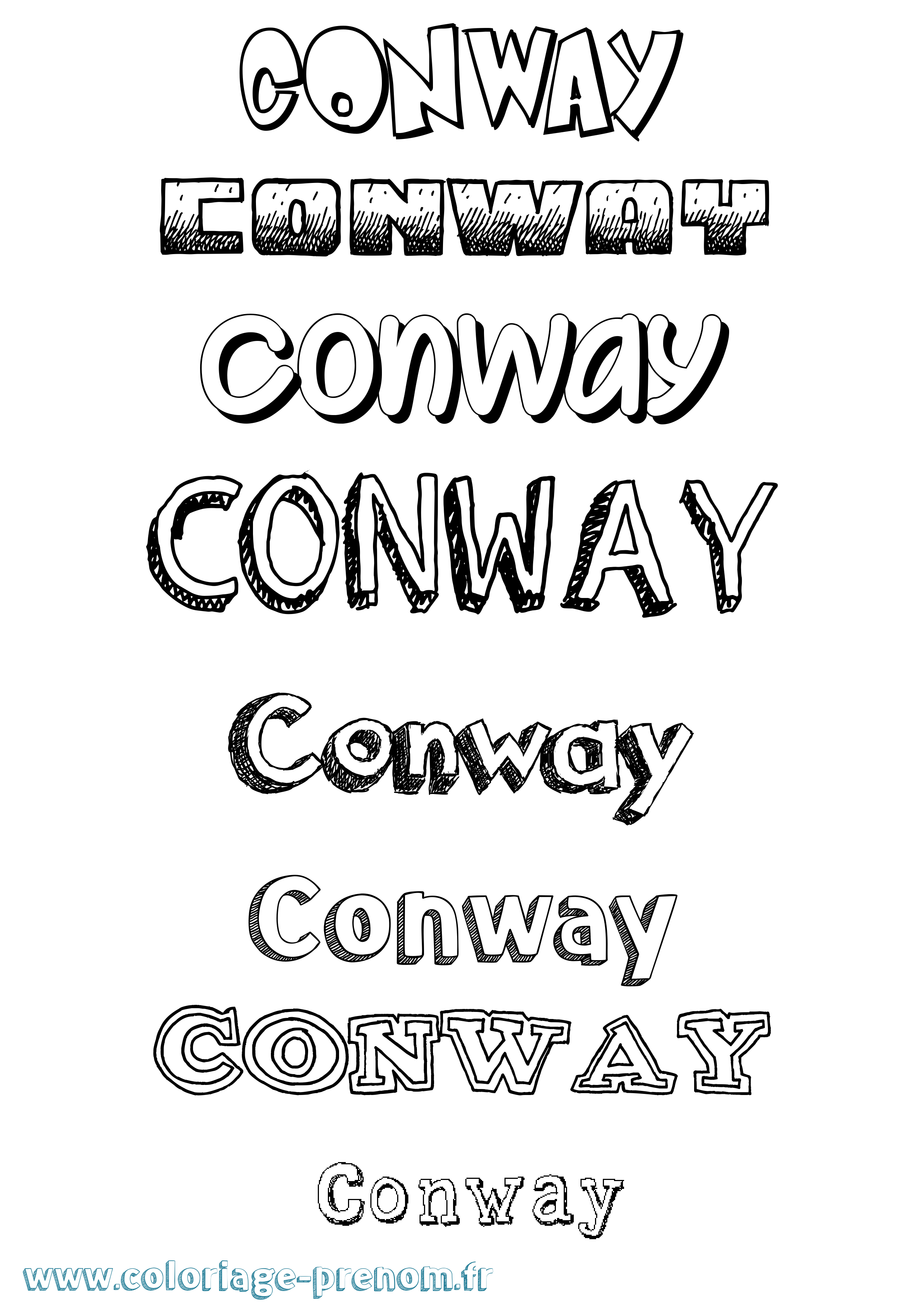 Coloriage prénom Conway Dessiné