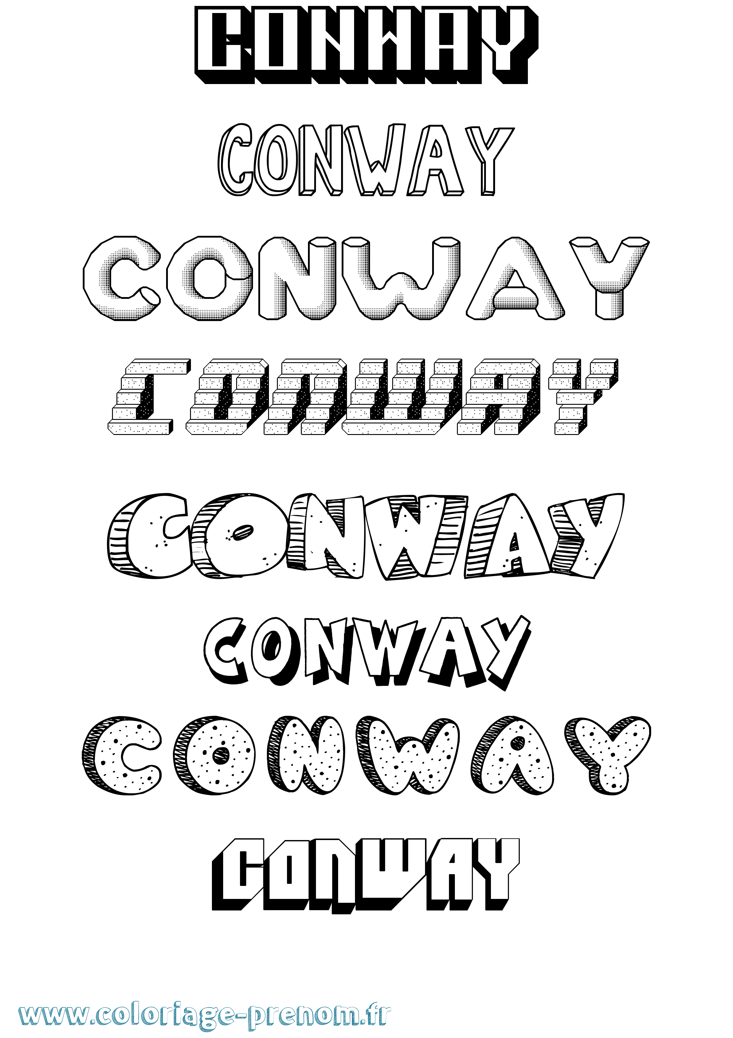 Coloriage prénom Conway Effet 3D
