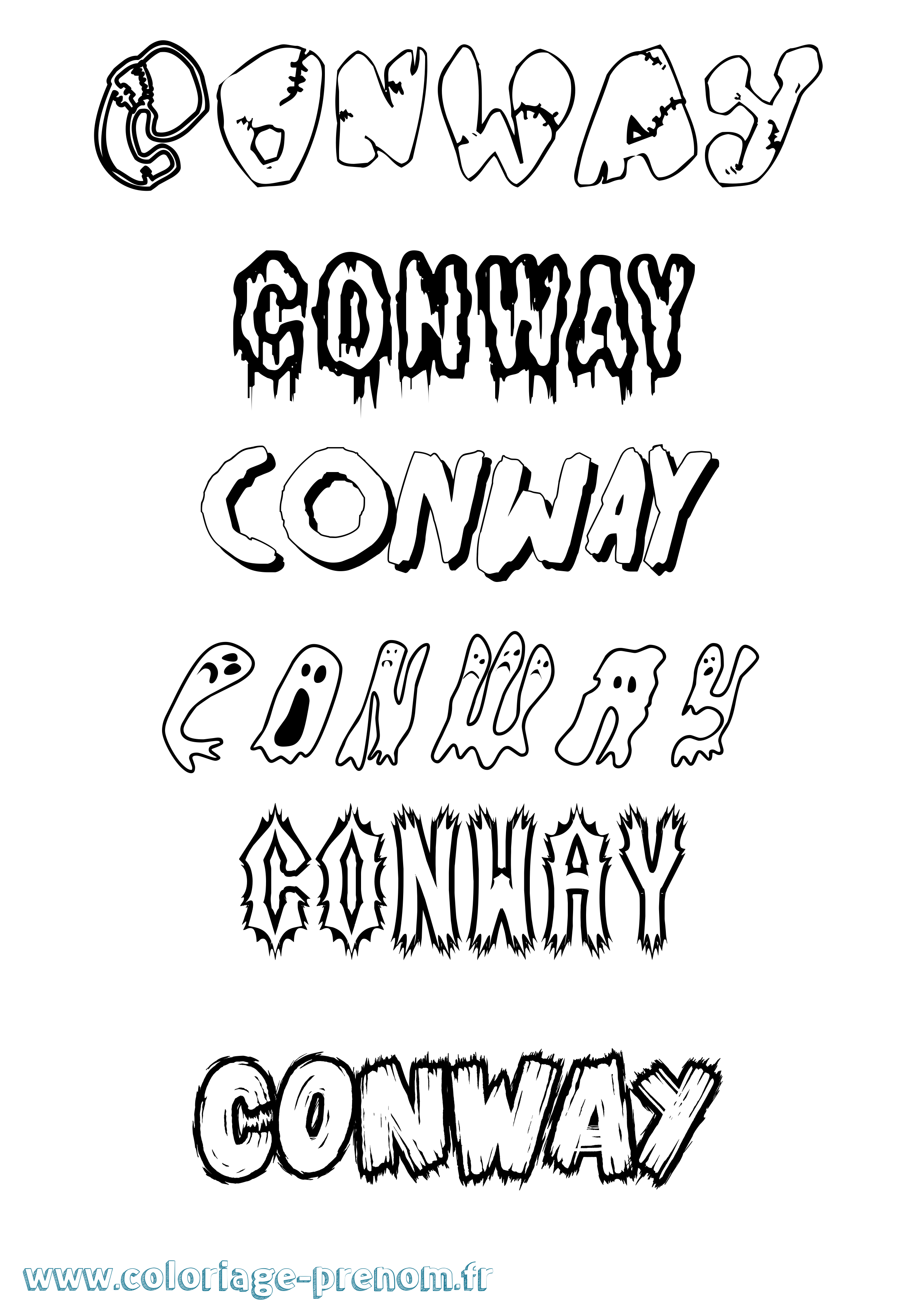 Coloriage prénom Conway Frisson