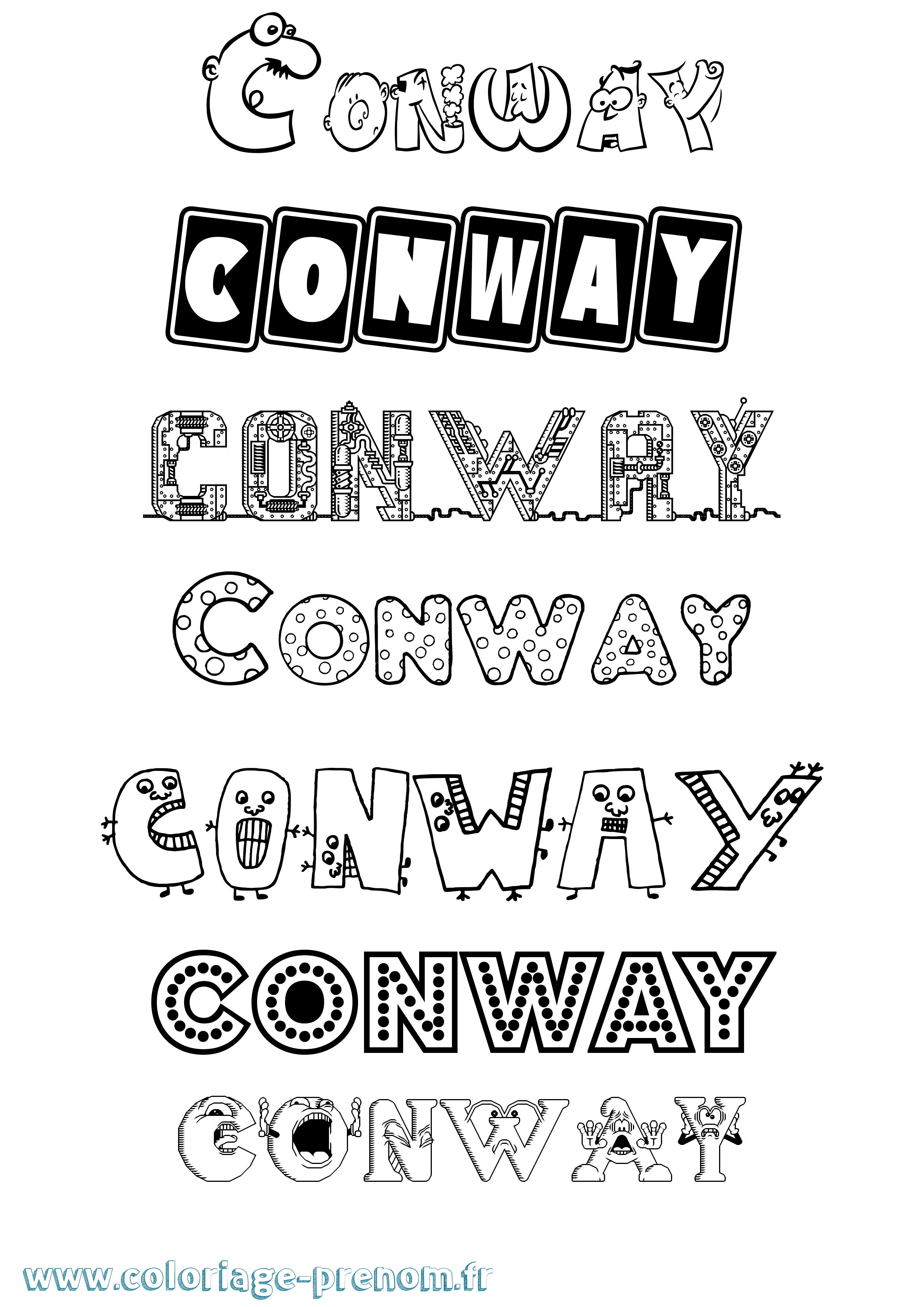 Coloriage prénom Conway Fun