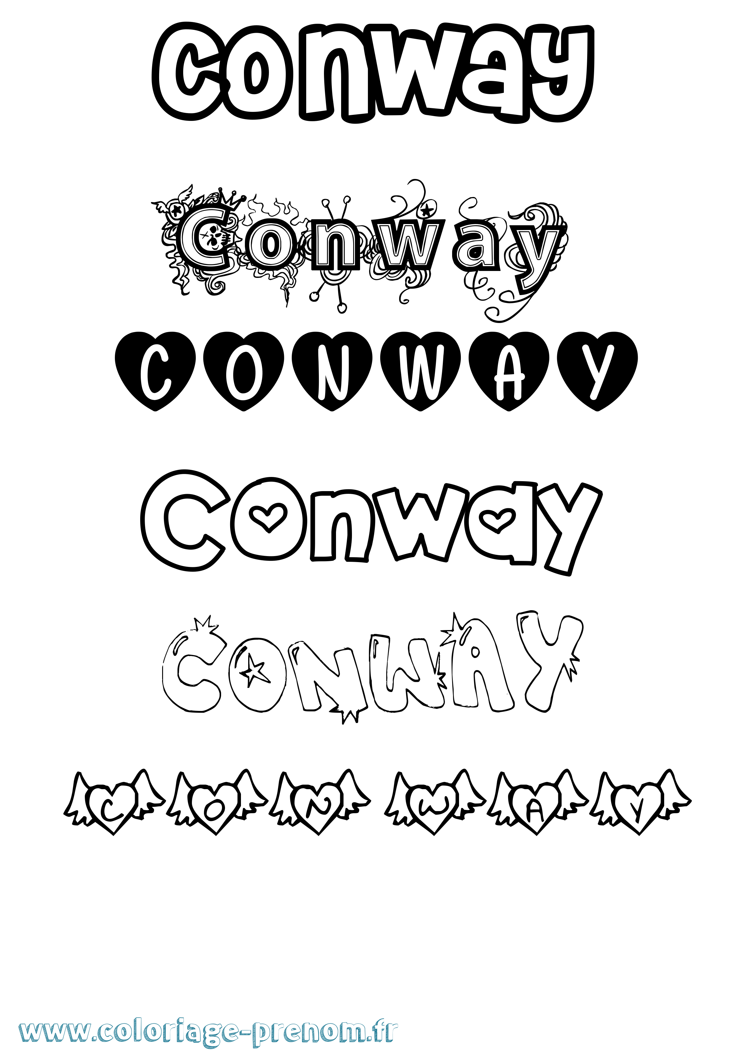 Coloriage prénom Conway Girly