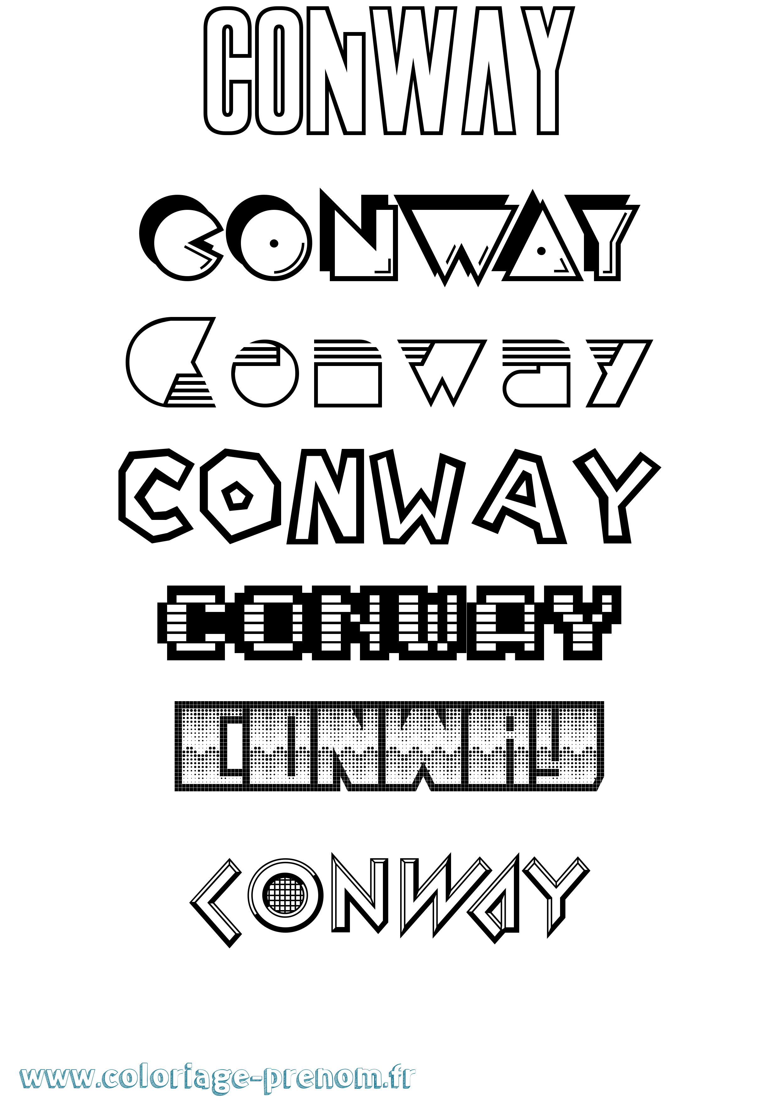 Coloriage prénom Conway Jeux Vidéos